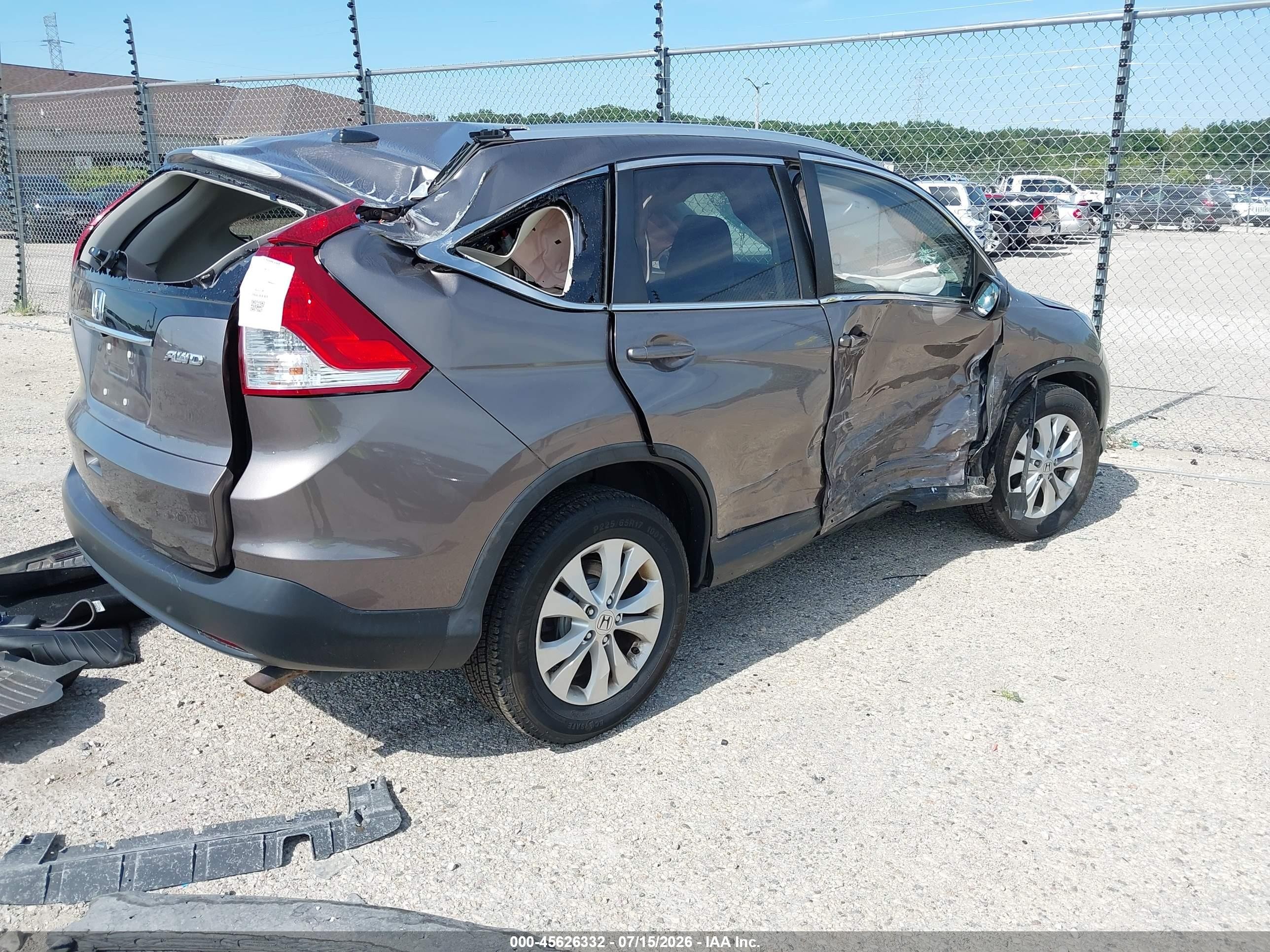 2013 Honda Cr-v Ex-l Gray vin: 5J6RM4H79DL082927