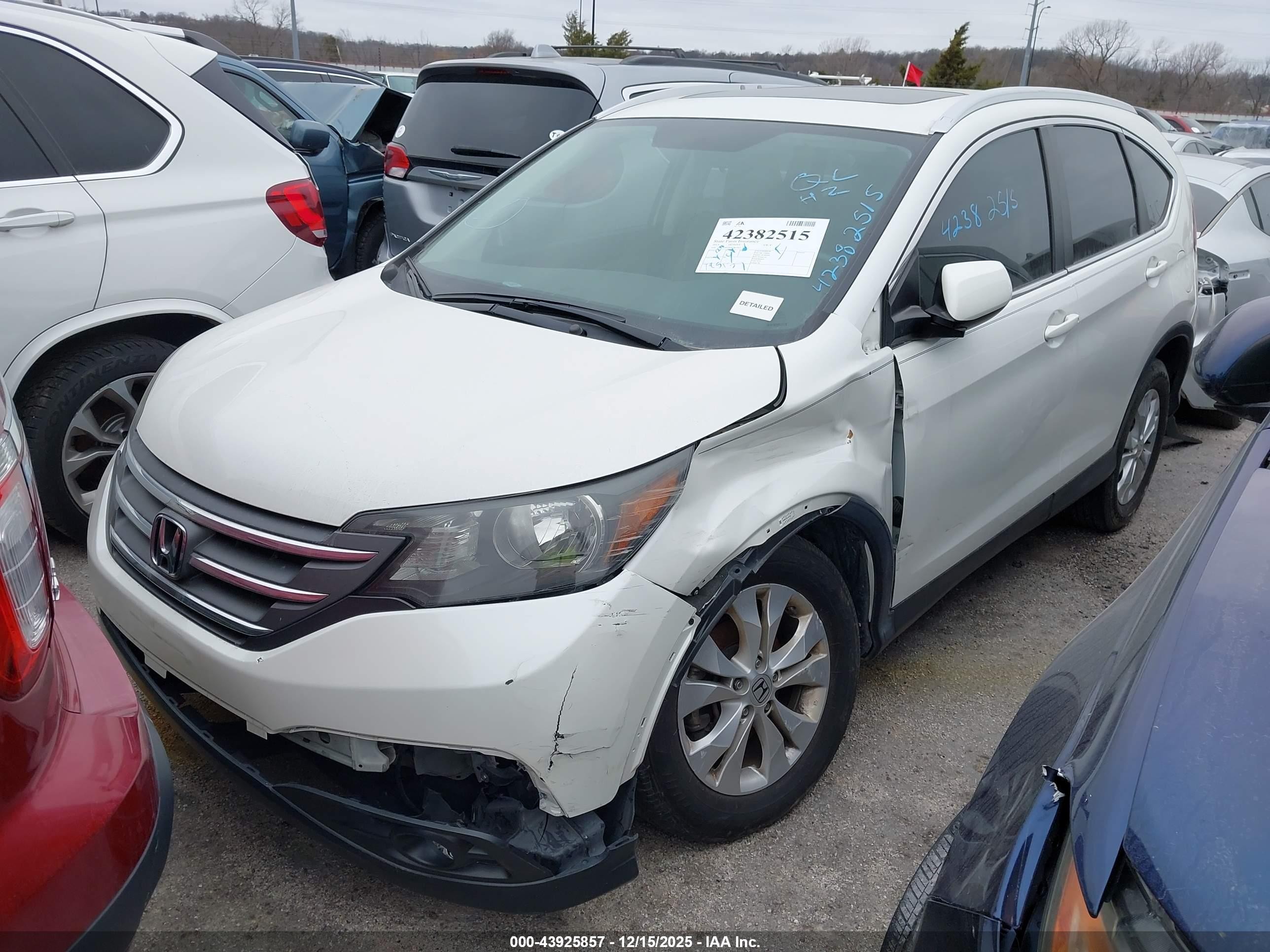 2013 Honda Cr-v Ex-l White vin: 5J6RM4H79DL087562