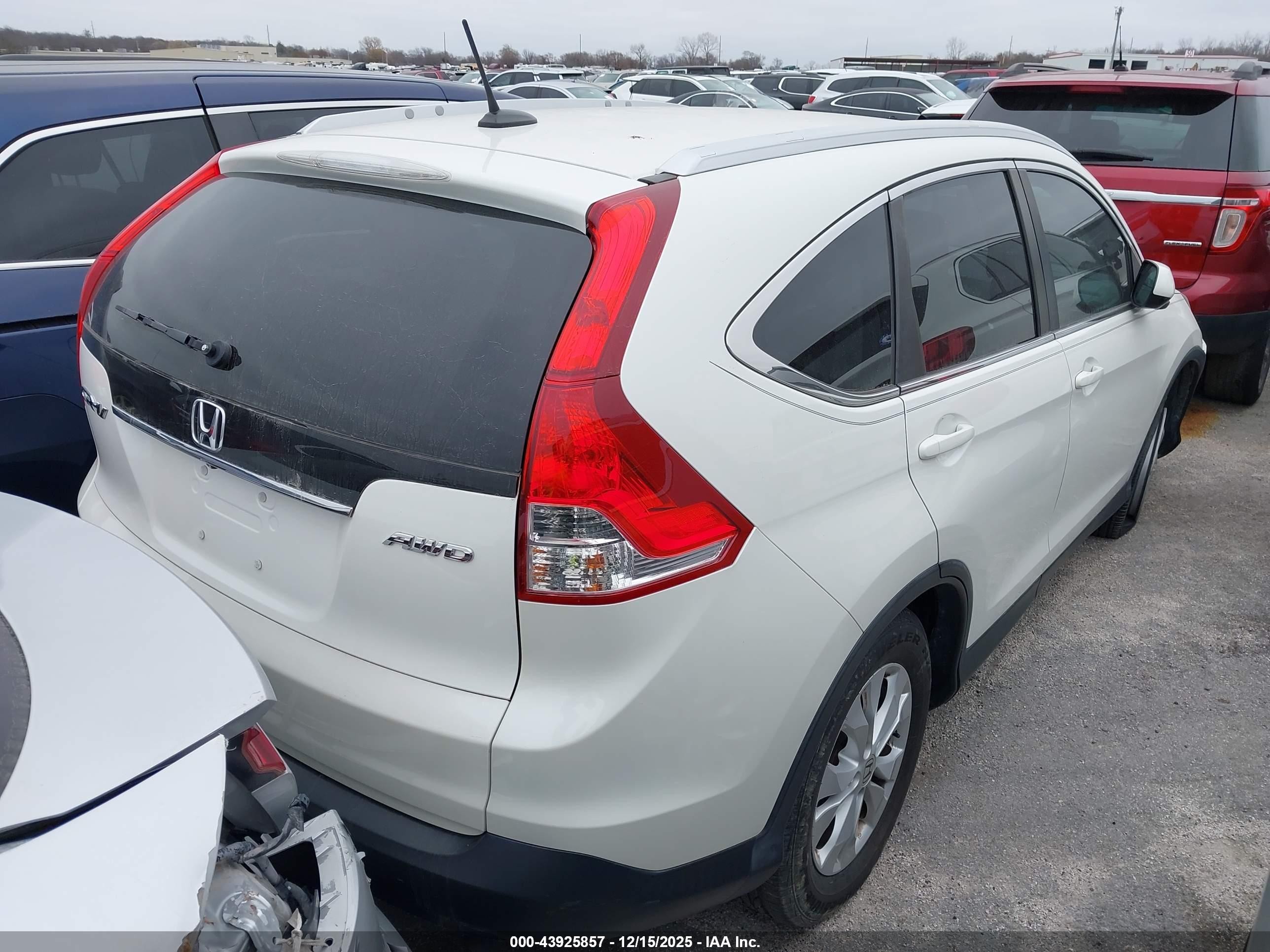 2013 Honda Cr-v Ex-l White vin: 5J6RM4H79DL087562
