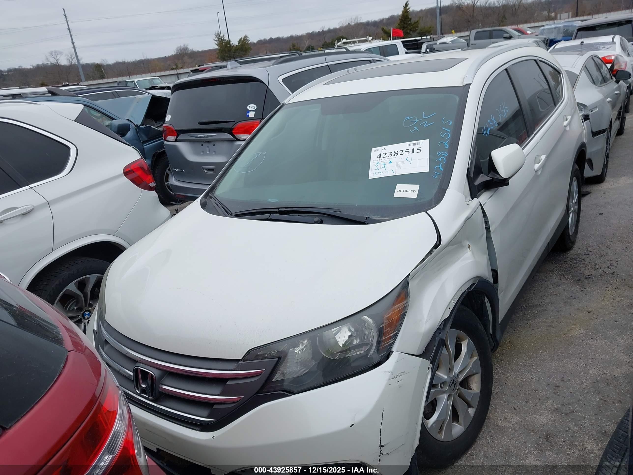 2013 Honda Cr-v Ex-l White vin: 5J6RM4H79DL087562