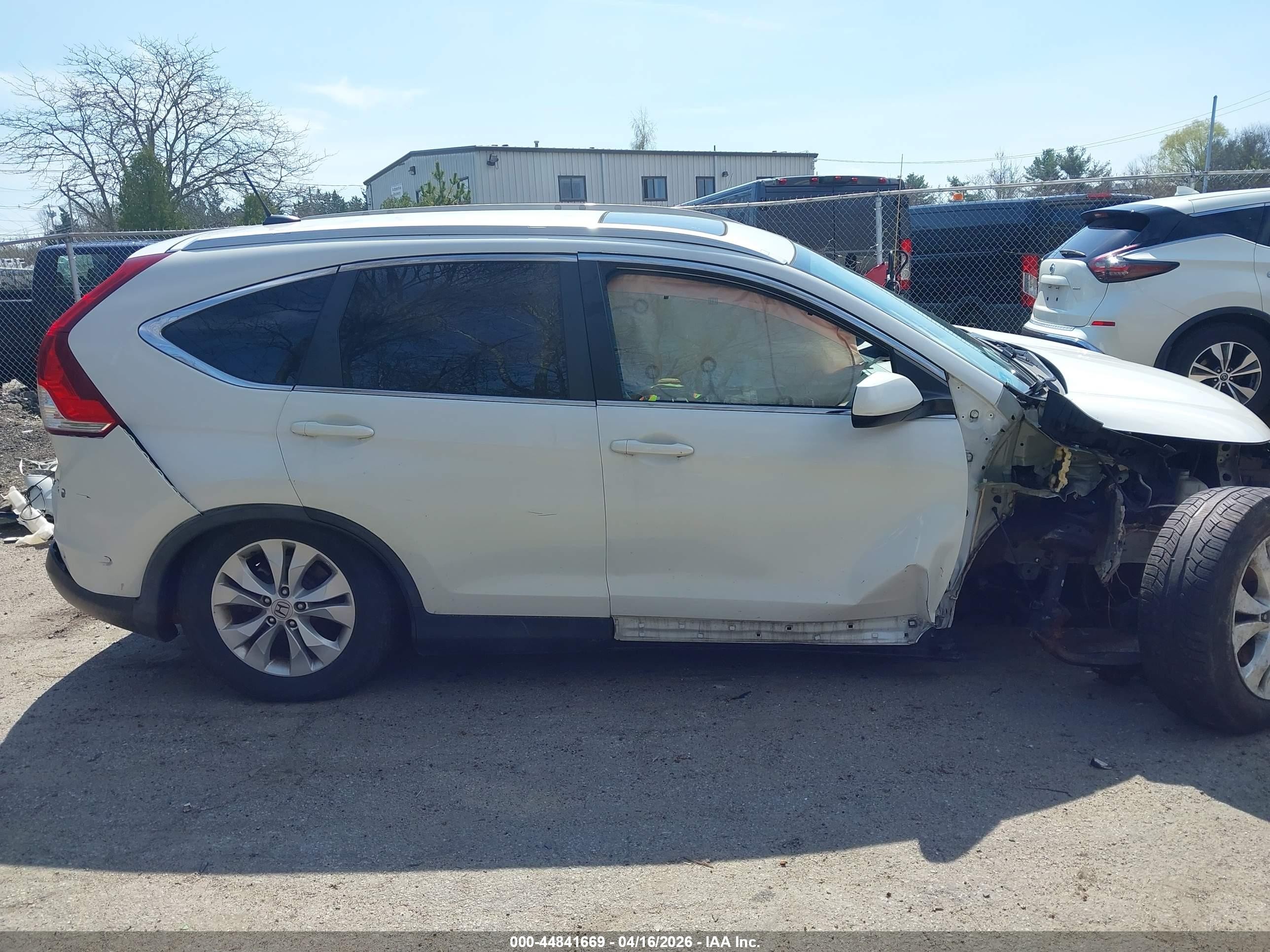 2014 Honda Cr-v Ex-l White vin: 5J6RM4H79EL037066
