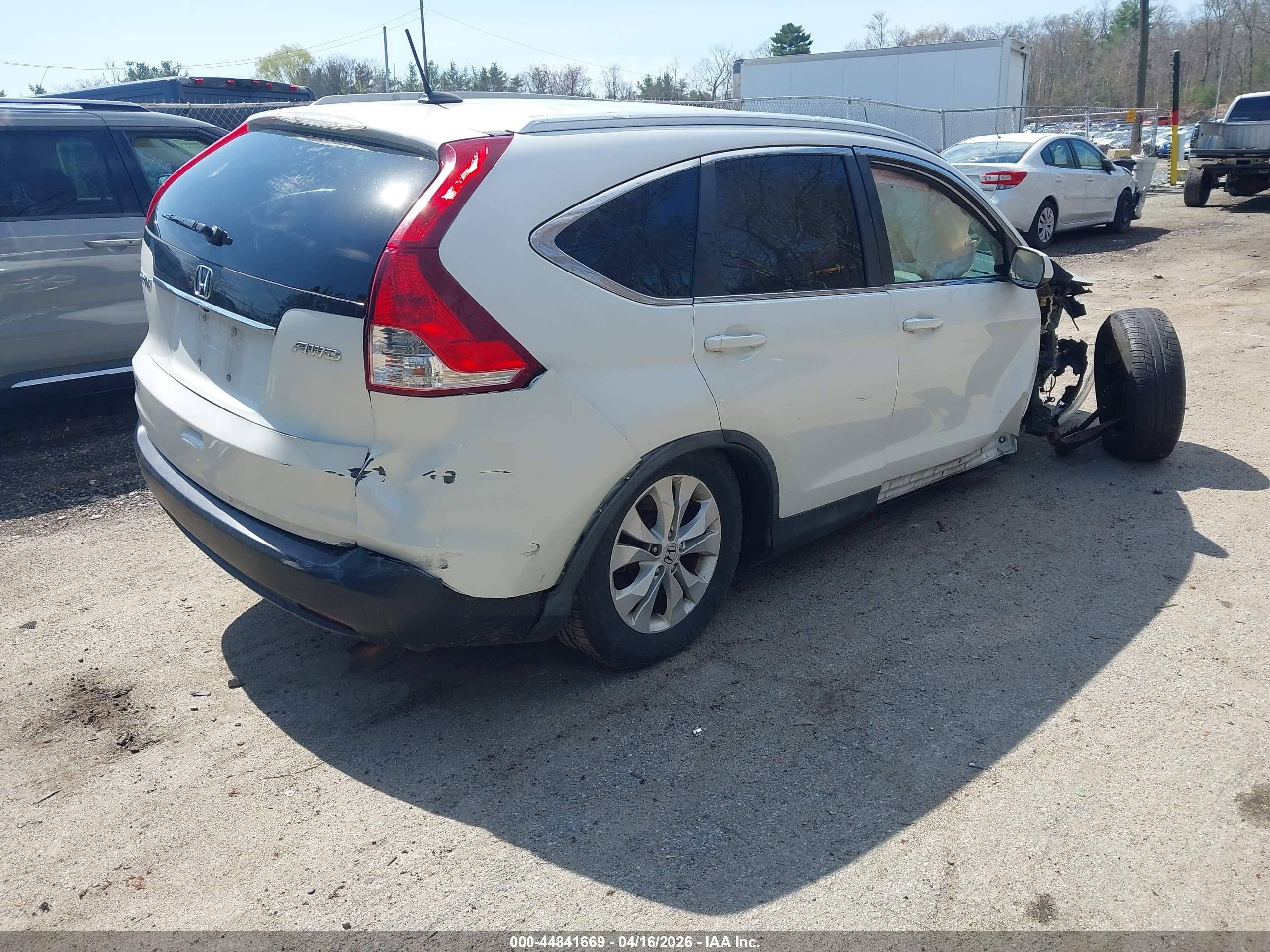 2014 Honda Cr-v Ex-l White vin: 5J6RM4H79EL037066