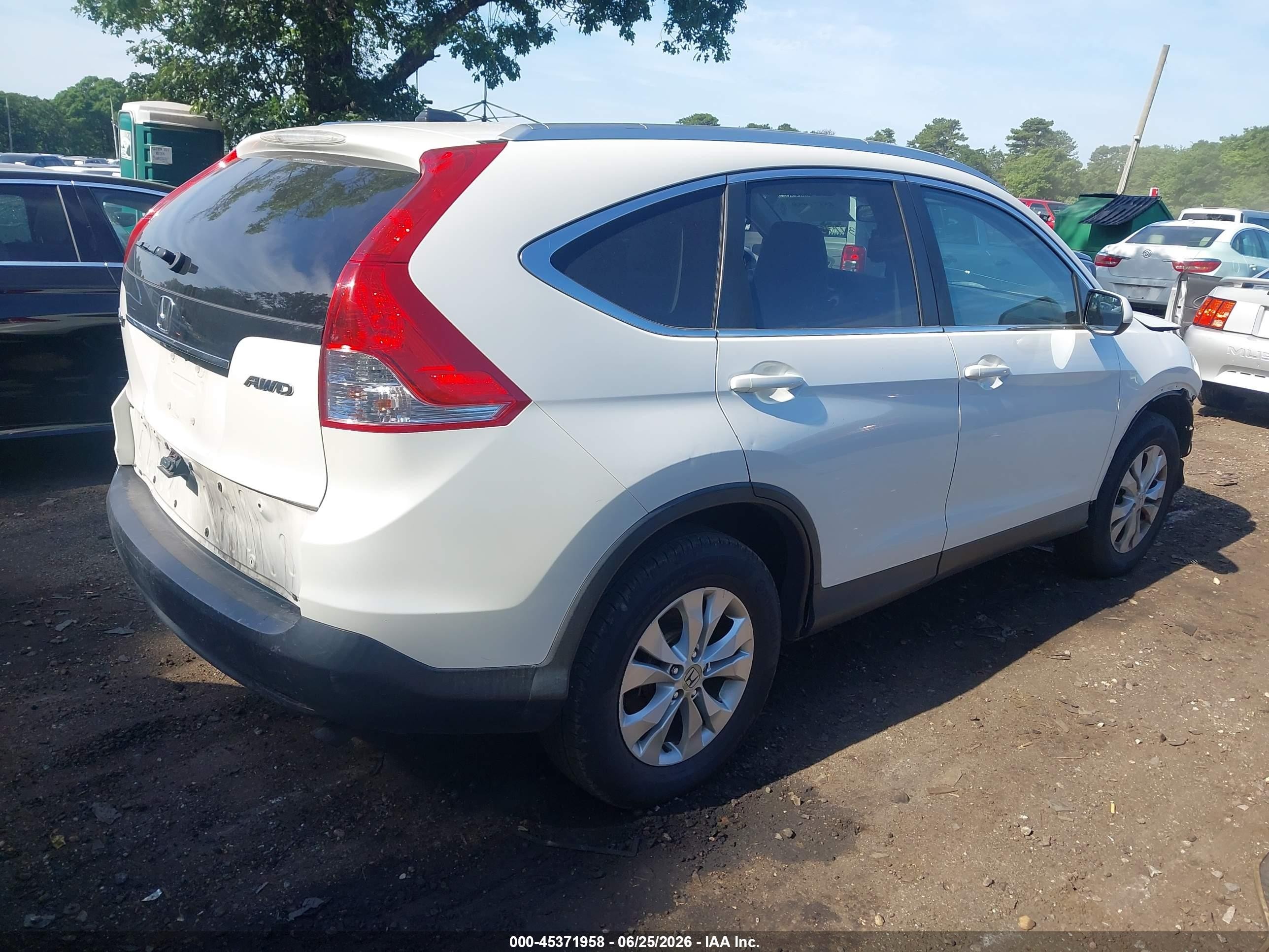 2014 Honda Cr-v Ex-l White vin: 5J6RM4H79EL086574