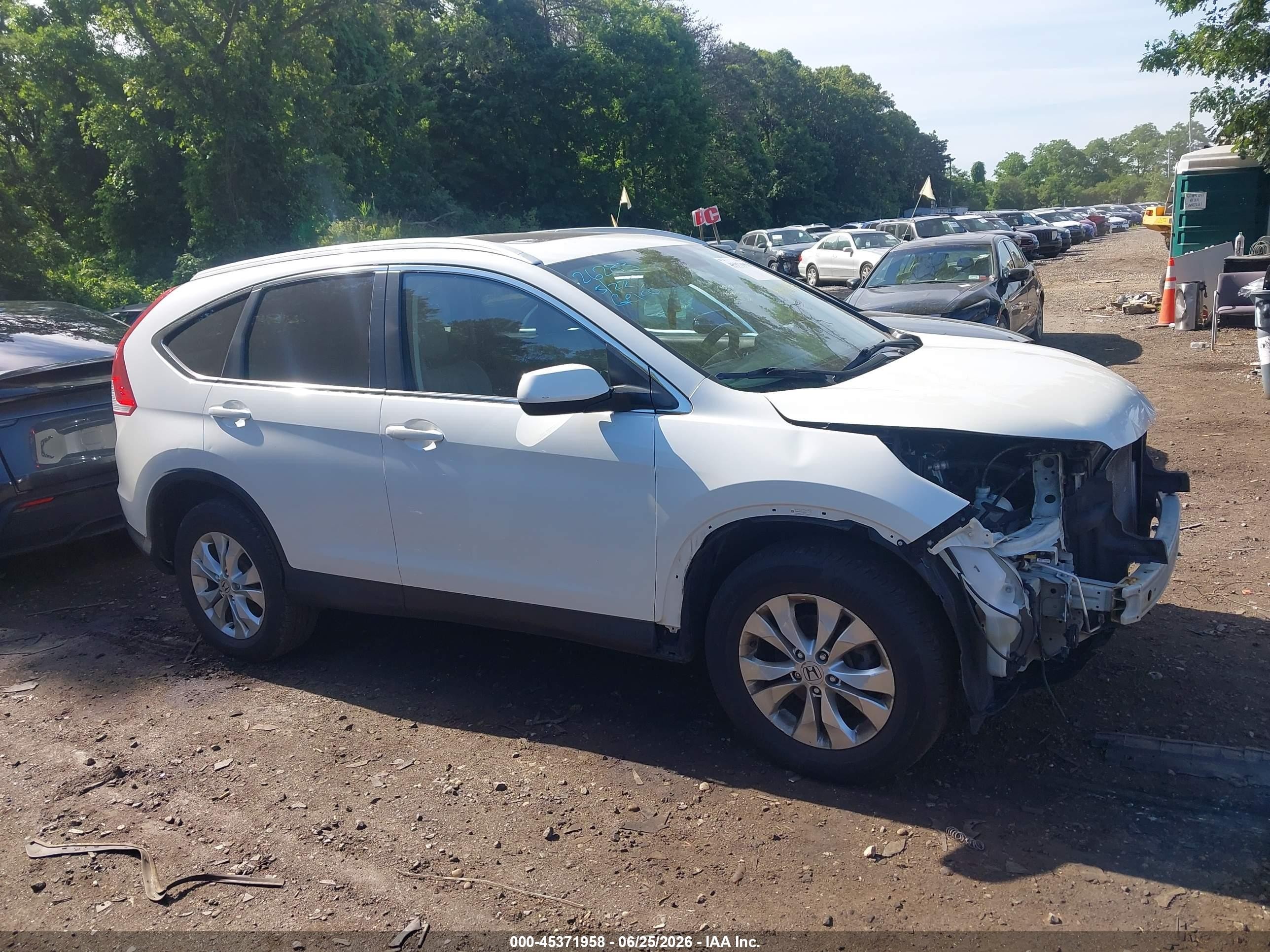 2014 Honda Cr-v Ex-l White vin: 5J6RM4H79EL086574