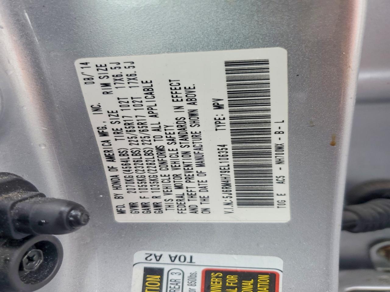2014 Honda Cr-v Exl Silver vin: 5J6RM4H79EL106354