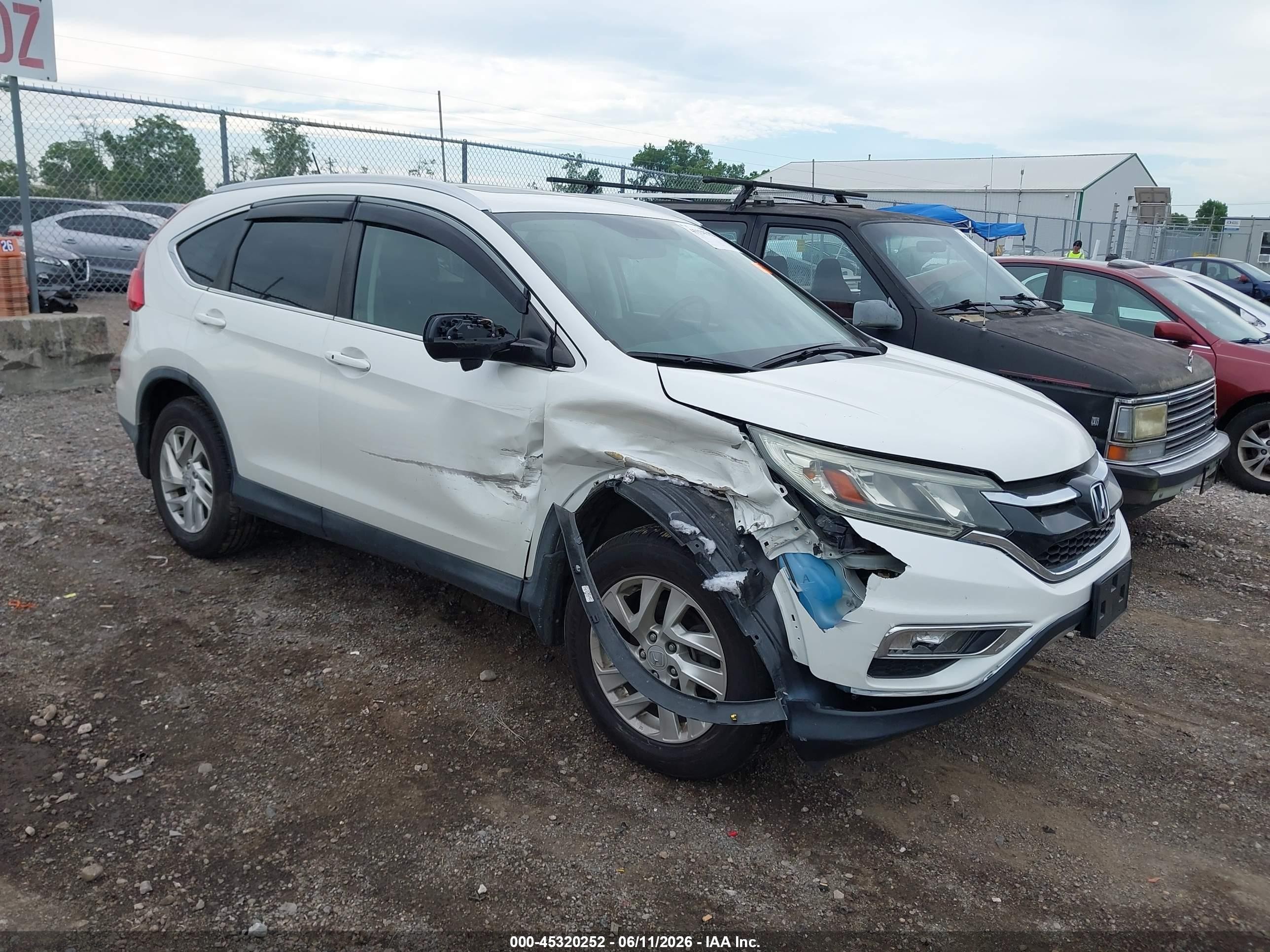 2015 Honda Cr-v Ex-l White vin: 5J6RM4H79FL016154