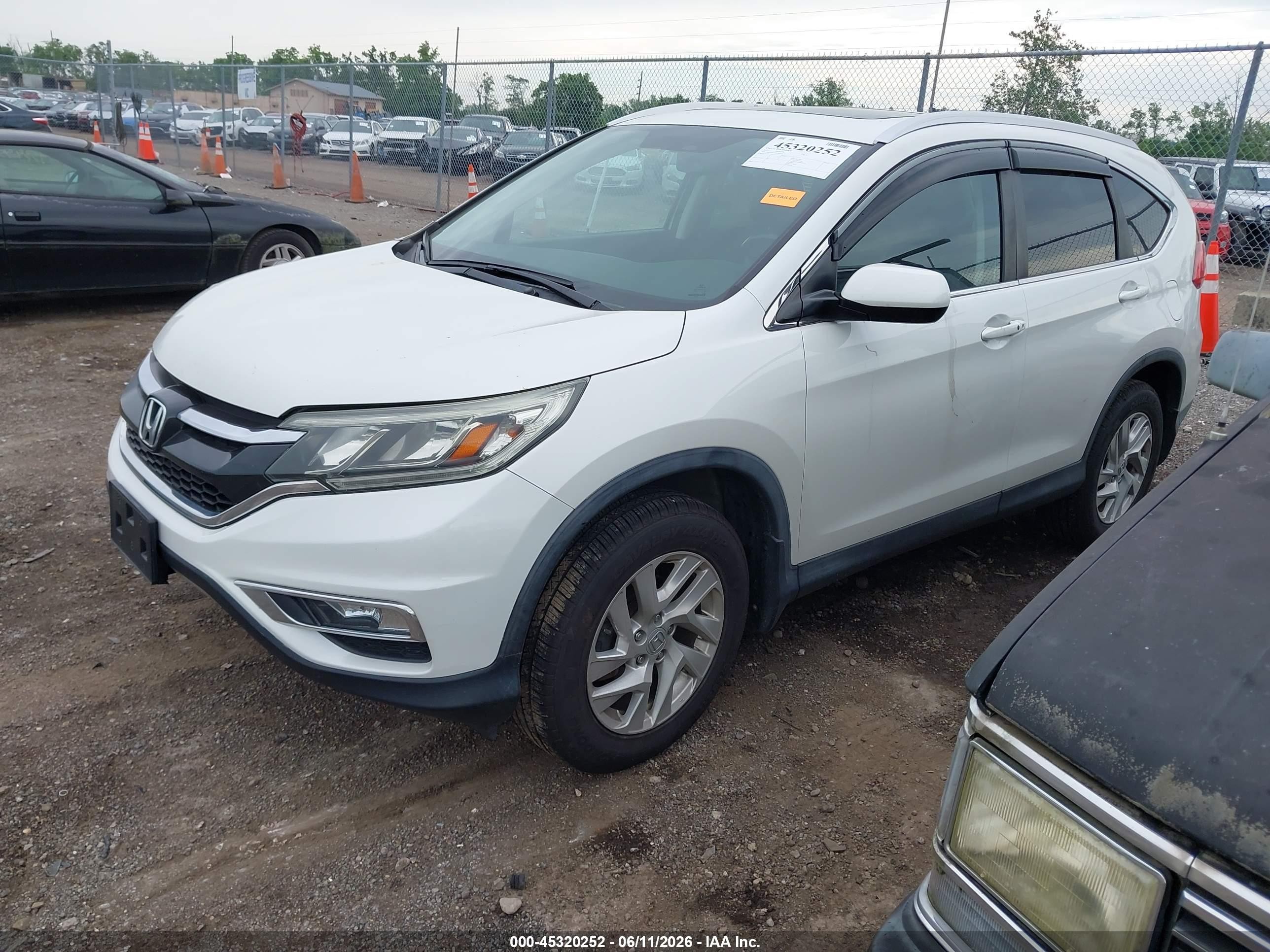 2015 Honda Cr-v Ex-l White vin: 5J6RM4H79FL016154