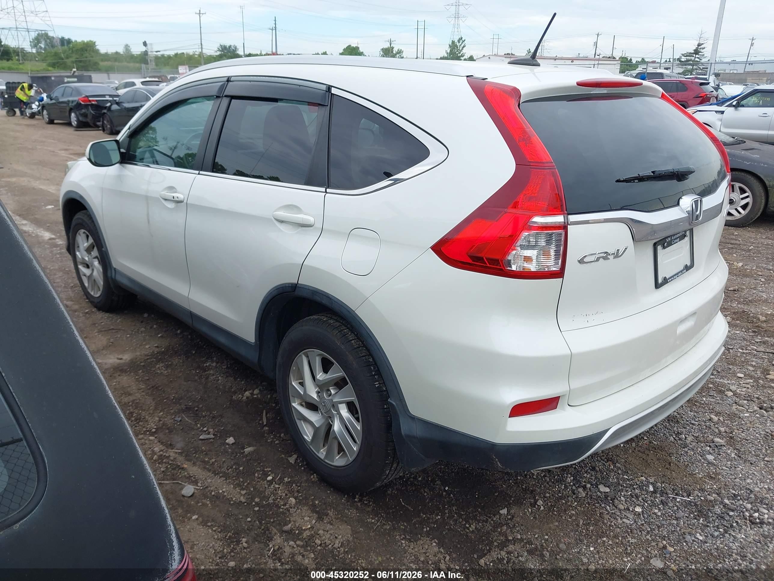 2015 Honda Cr-v Ex-l White vin: 5J6RM4H79FL016154