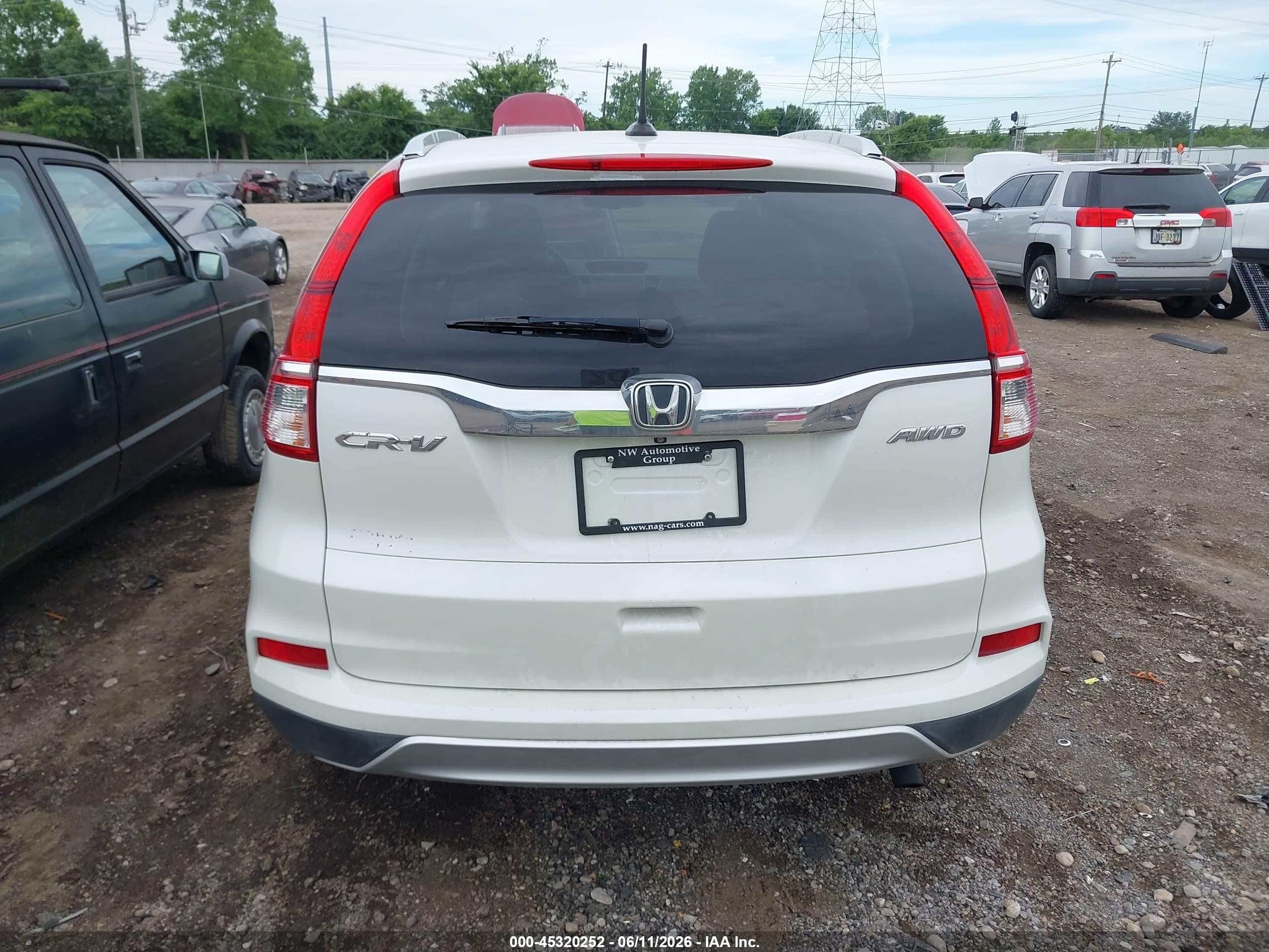 2015 Honda Cr-v Ex-l White vin: 5J6RM4H79FL016154