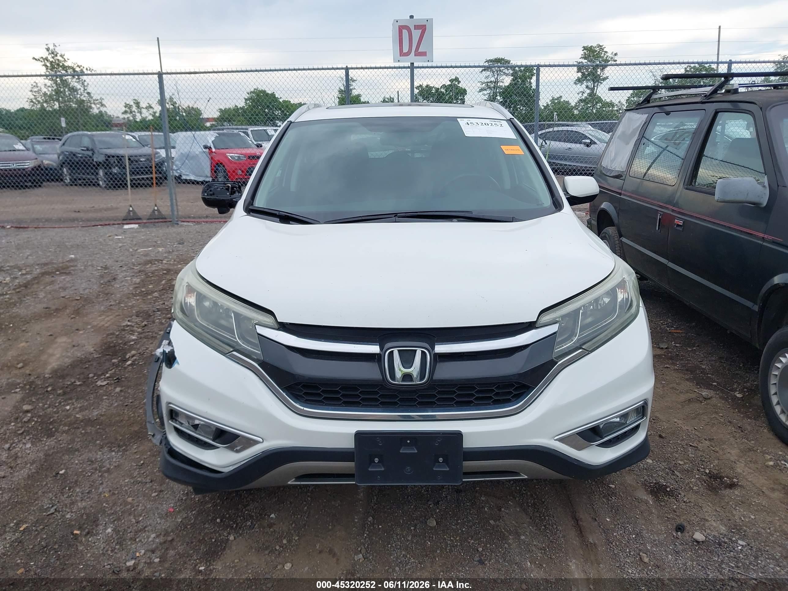 2015 Honda Cr-v Ex-l White vin: 5J6RM4H79FL016154