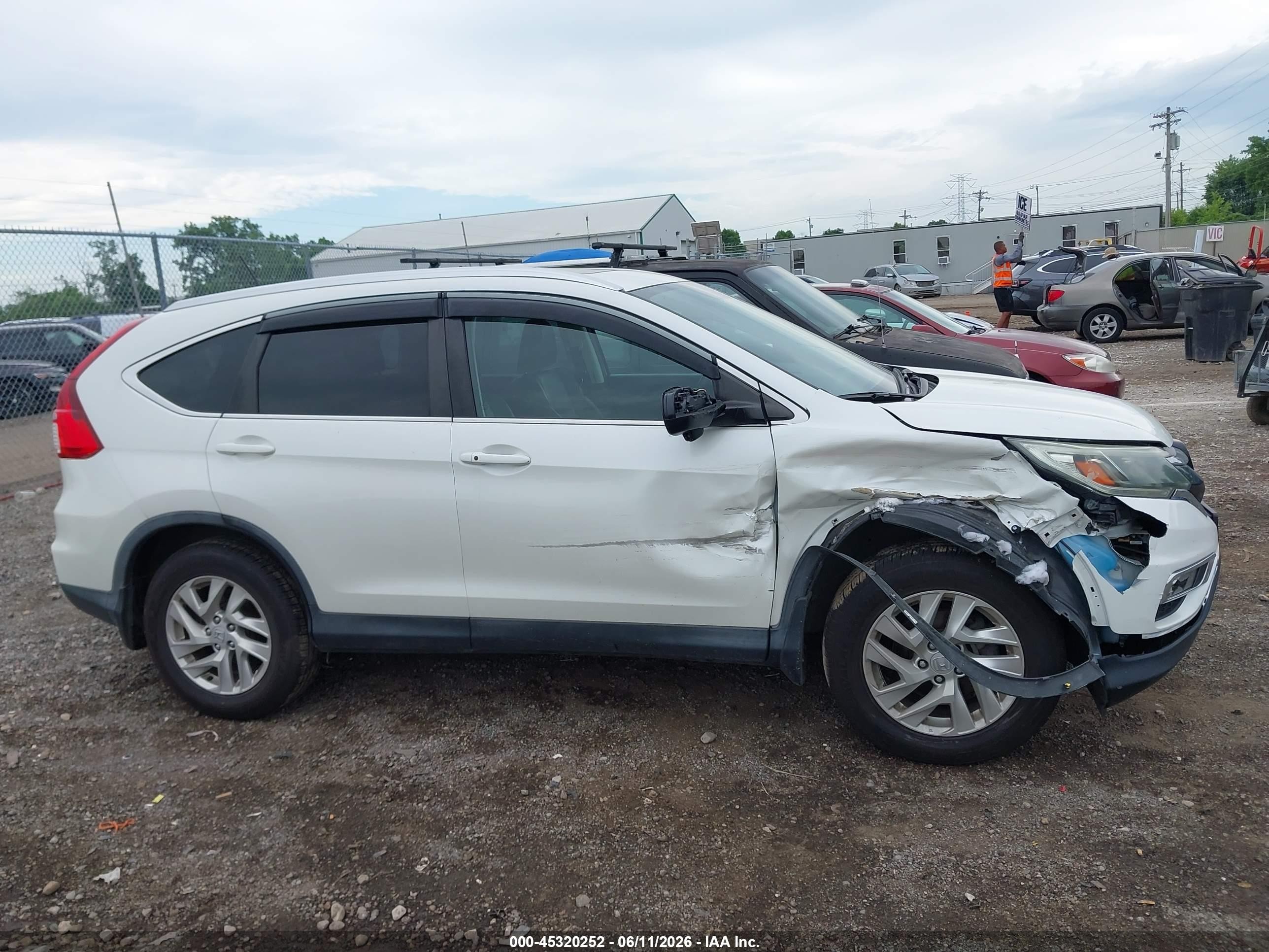 2015 Honda Cr-v Ex-l White vin: 5J6RM4H79FL016154