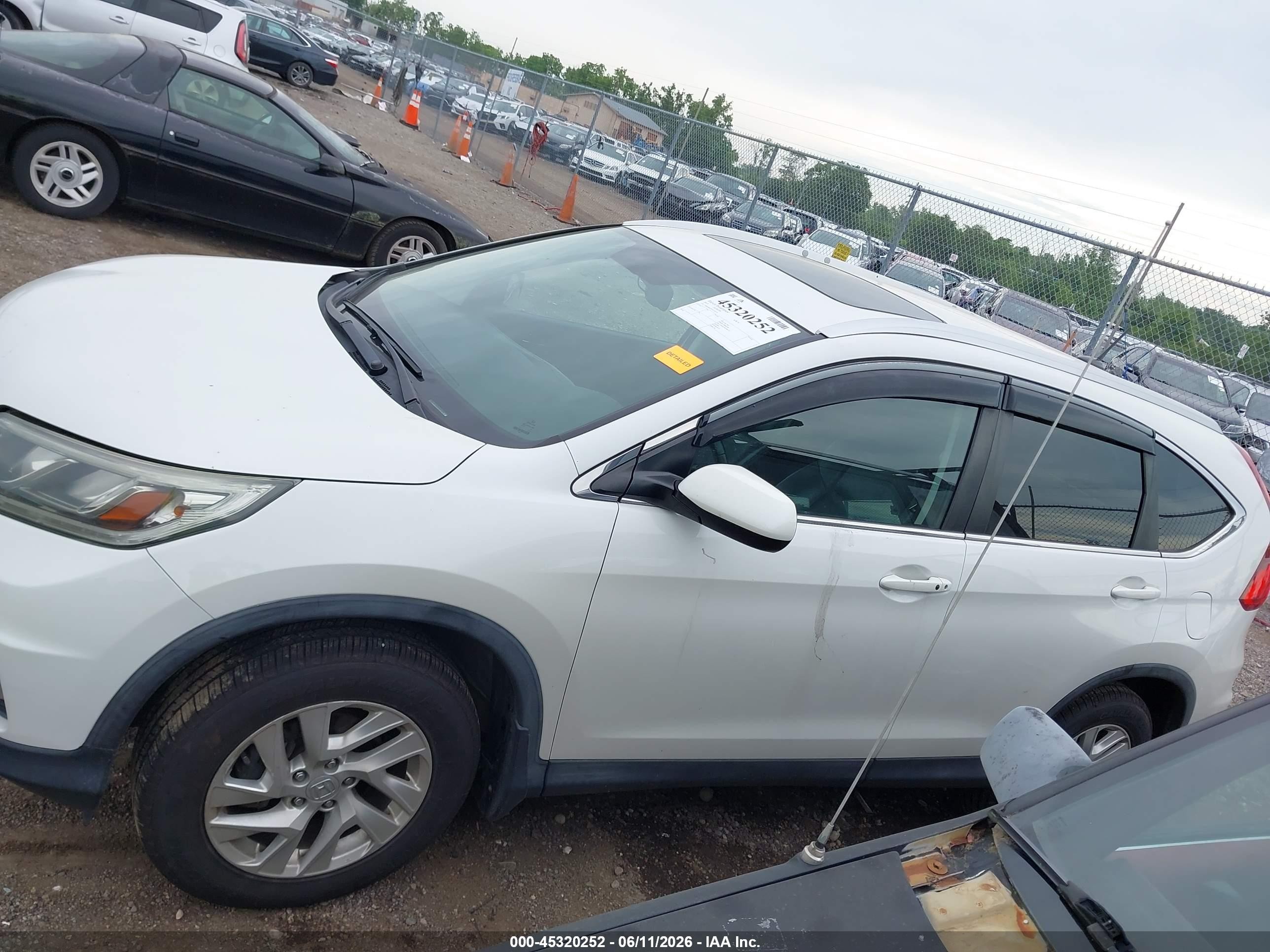 2015 Honda Cr-v Ex-l White vin: 5J6RM4H79FL016154