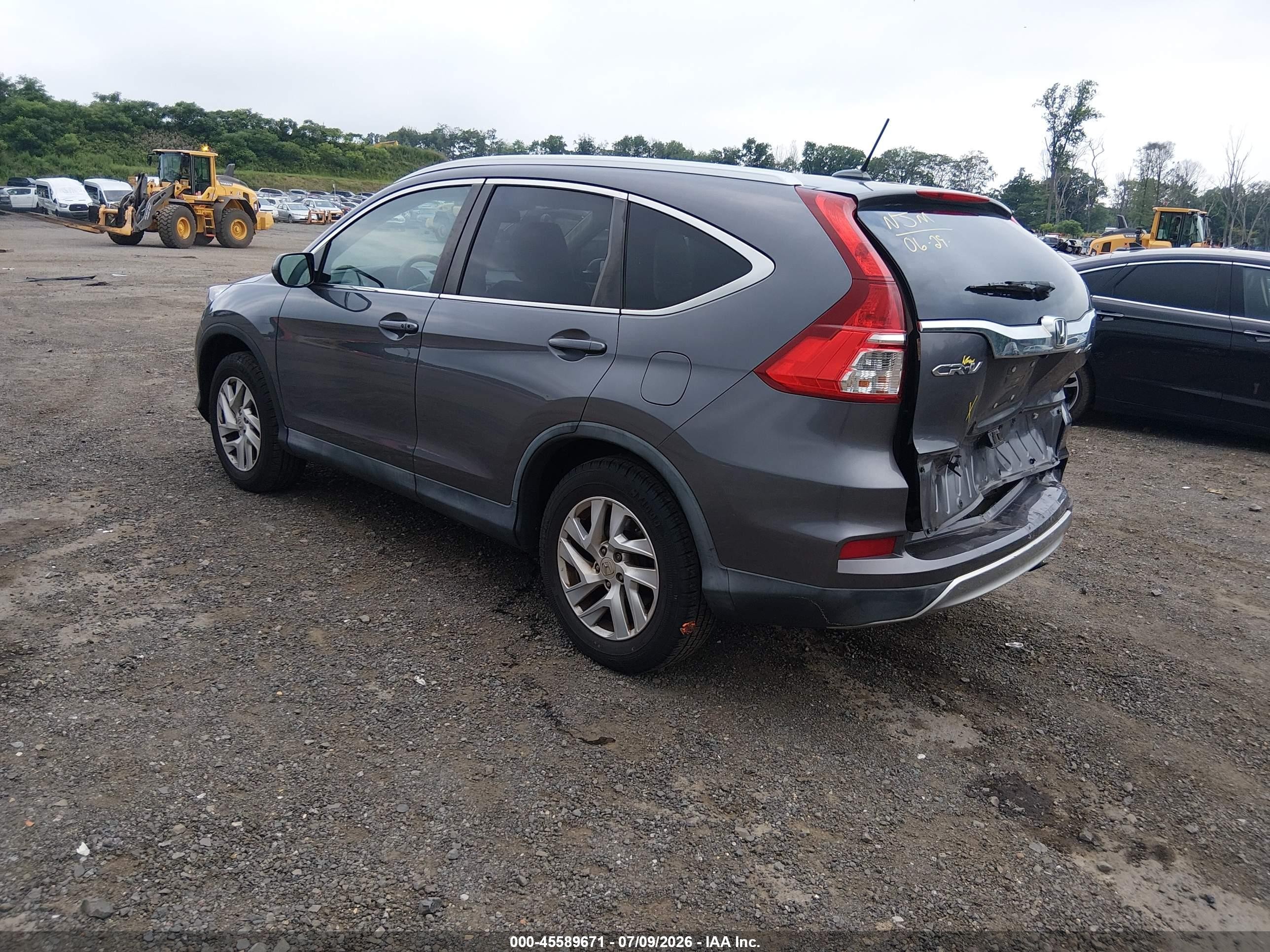 2015 Honda Cr-v Ex-l Gray vin: 5J6RM4H79FL036923