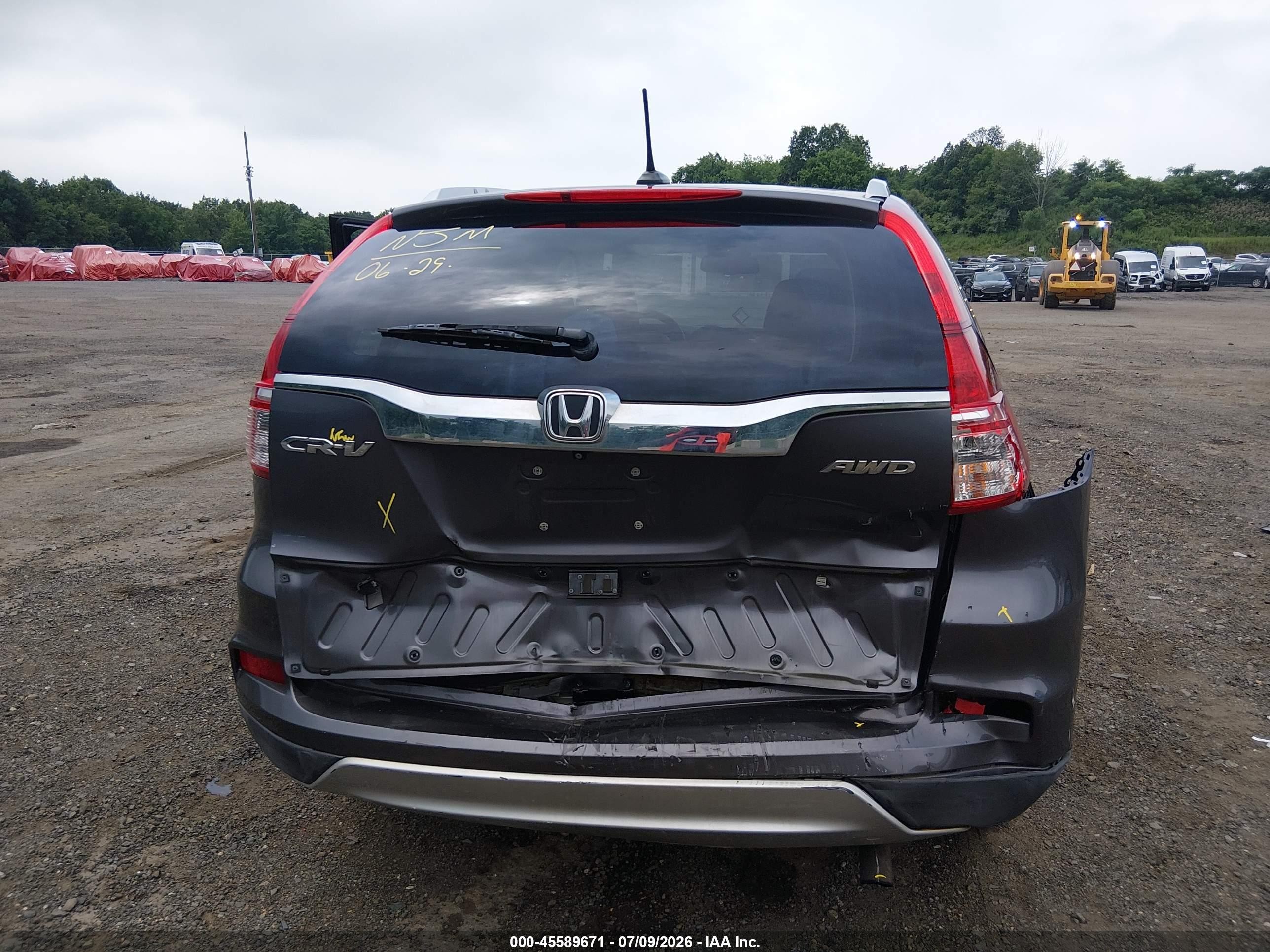 2015 Honda Cr-v Ex-l Gray vin: 5J6RM4H79FL036923