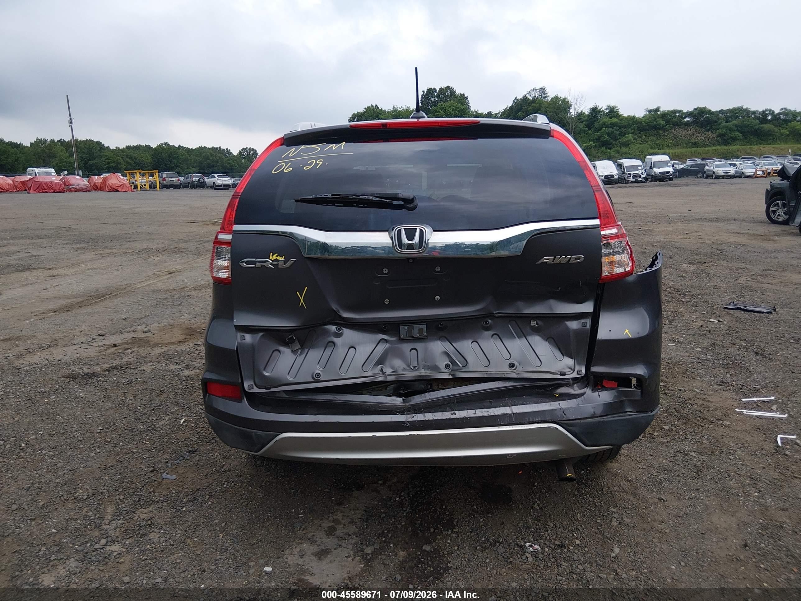 2015 Honda Cr-v Ex-l Gray vin: 5J6RM4H79FL036923