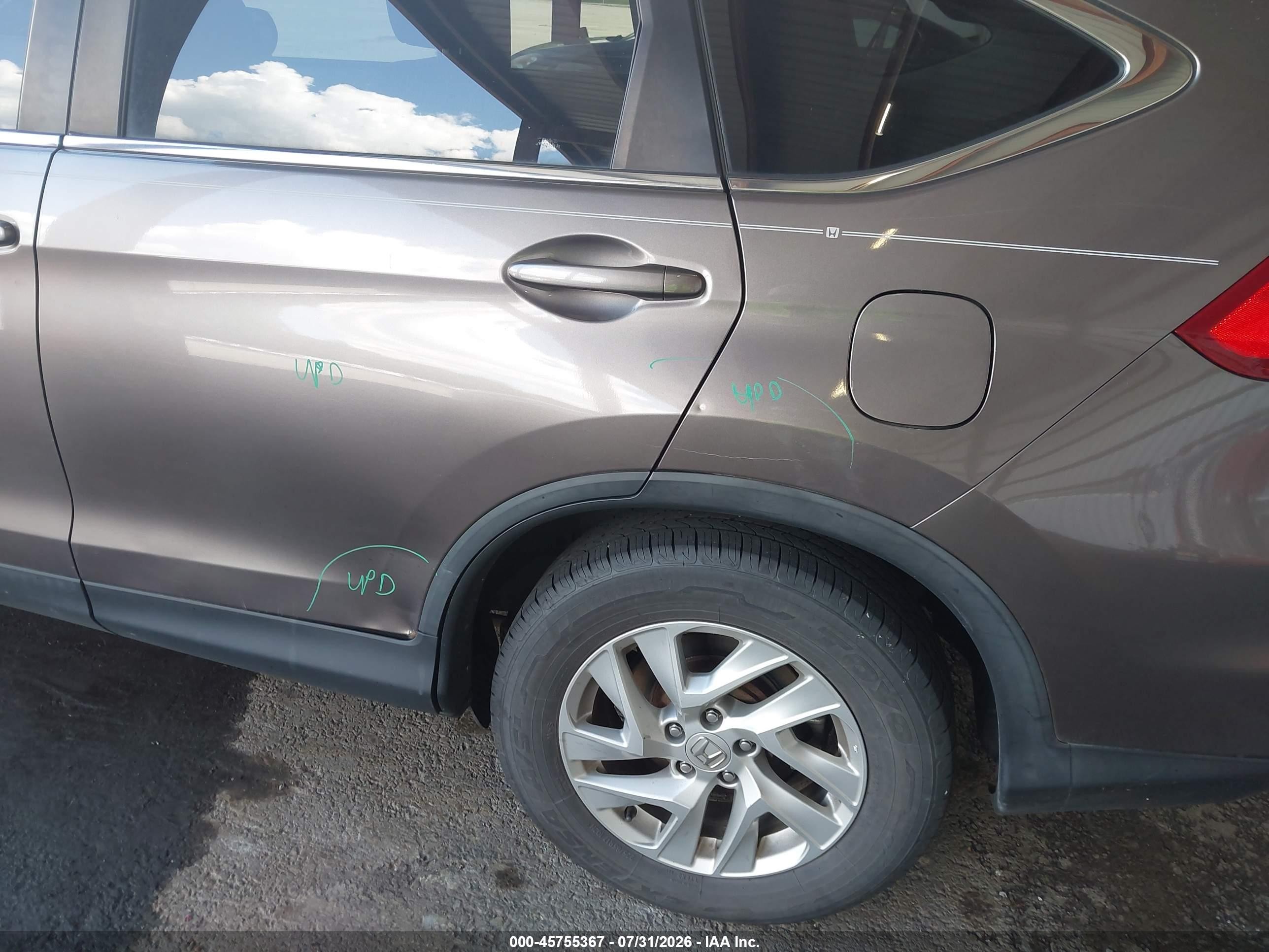 2015 Honda Cr-v Ex-l Gray vin: 5J6RM4H79FL087810