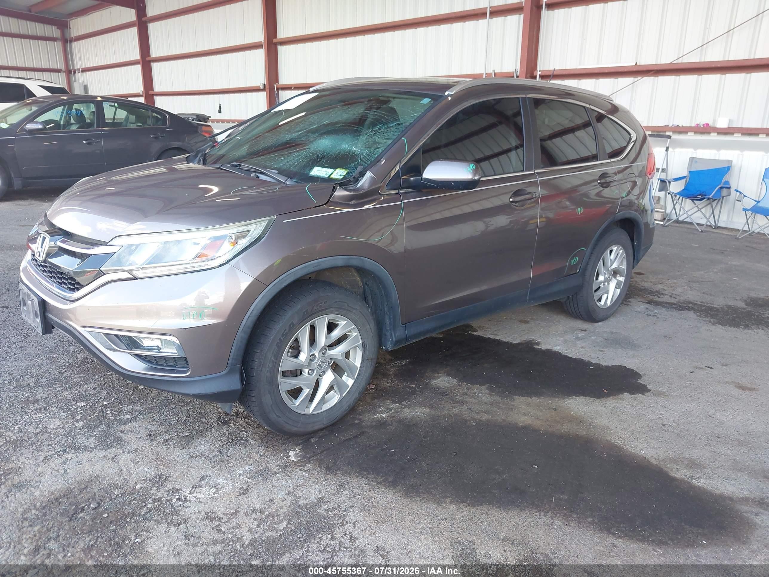 2015 Honda Cr-v Ex-l Gray vin: 5J6RM4H79FL087810
