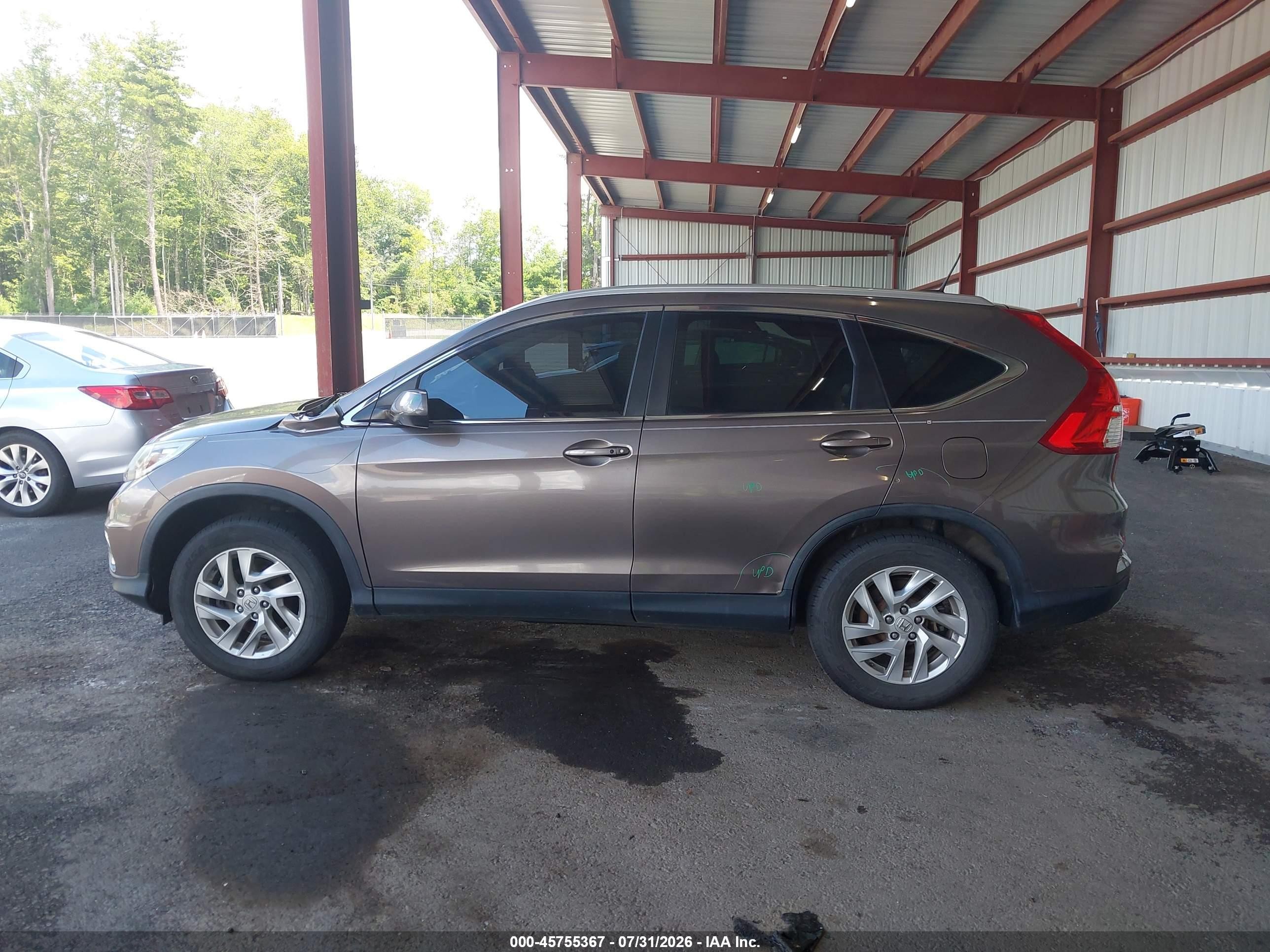 2015 Honda Cr-v Ex-l Gray vin: 5J6RM4H79FL087810