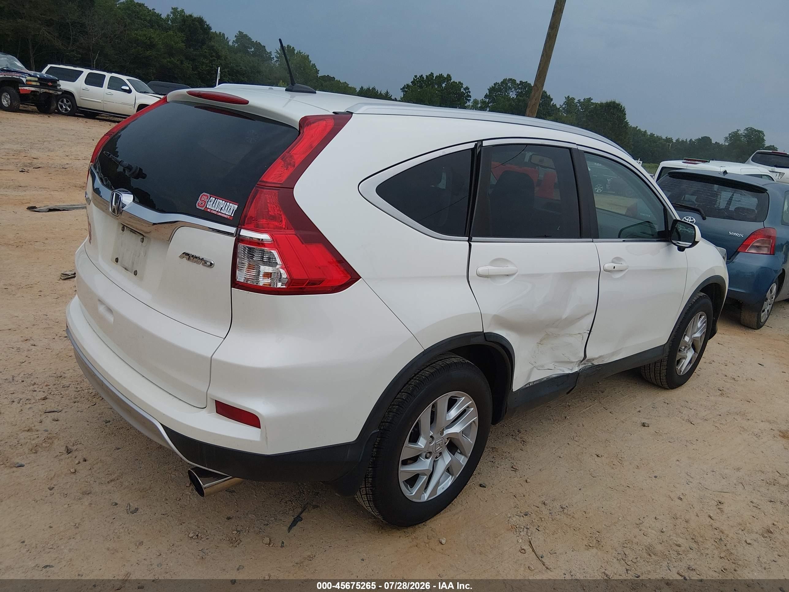 2015 Honda Cr-v Ex-l White vin: 5J6RM4H79FL101060