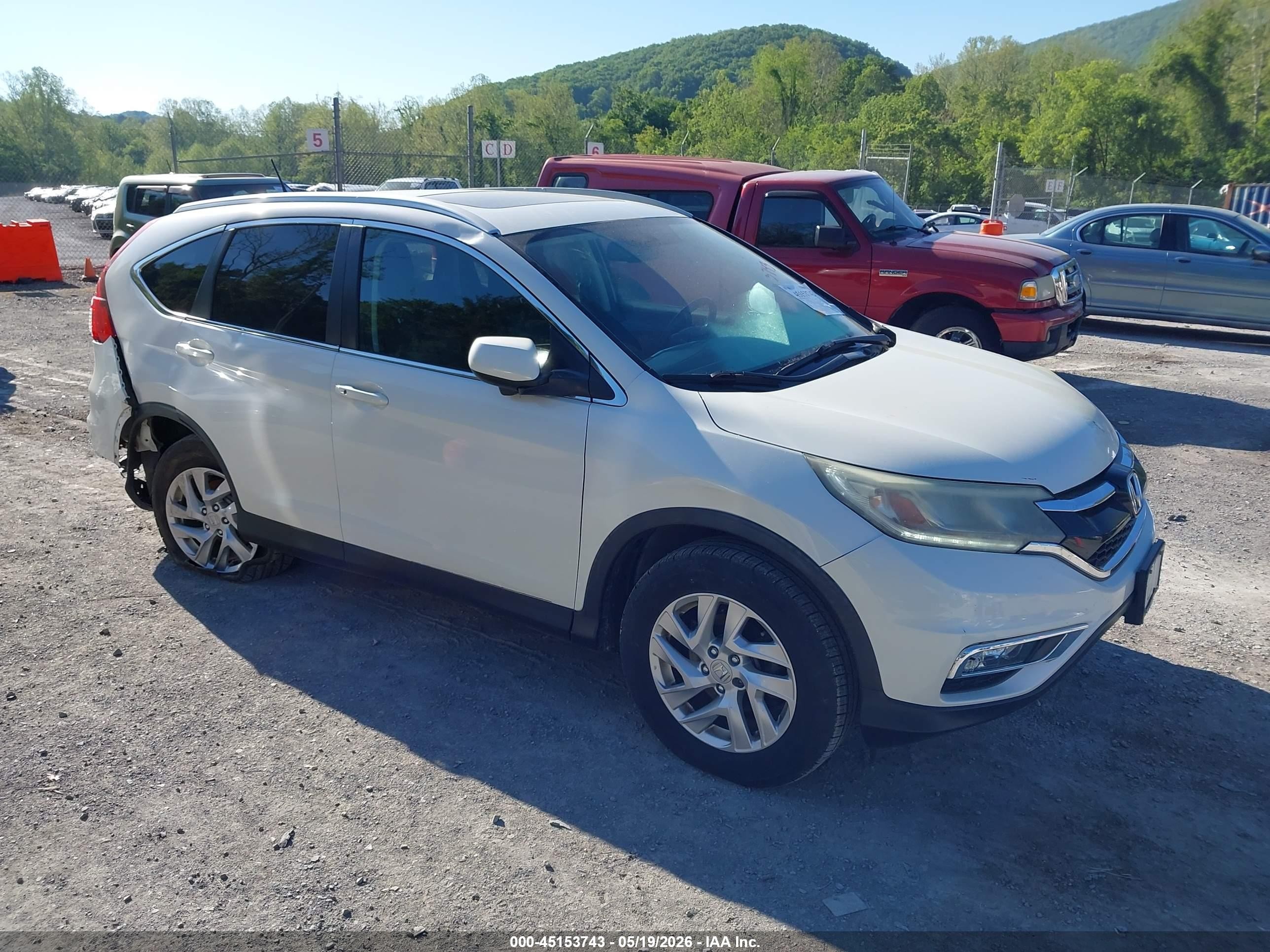 2015 Honda Cr-v Ex-l White vin: 5J6RM4H79FL112060