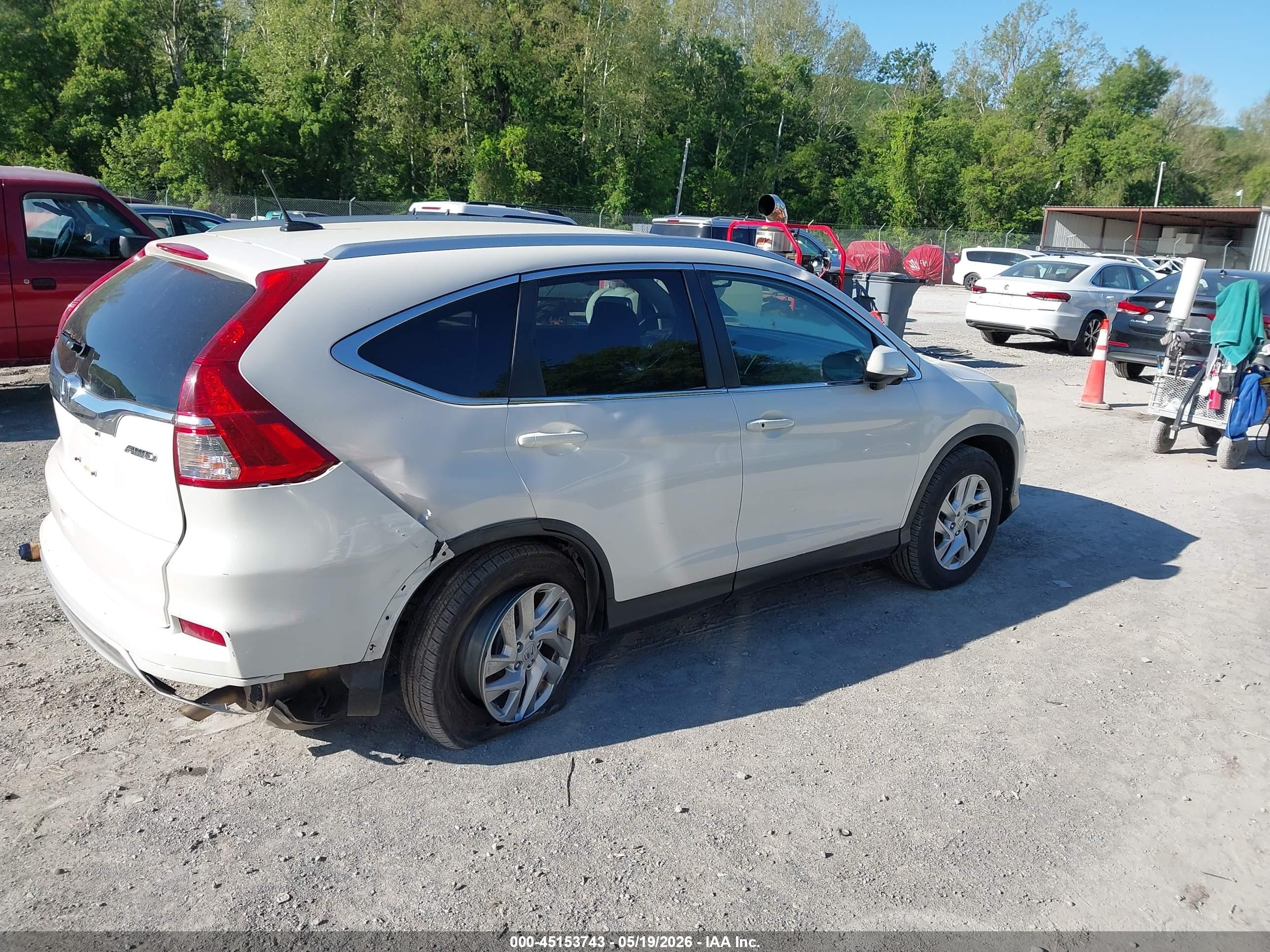 2015 Honda Cr-v Ex-l White vin: 5J6RM4H79FL112060