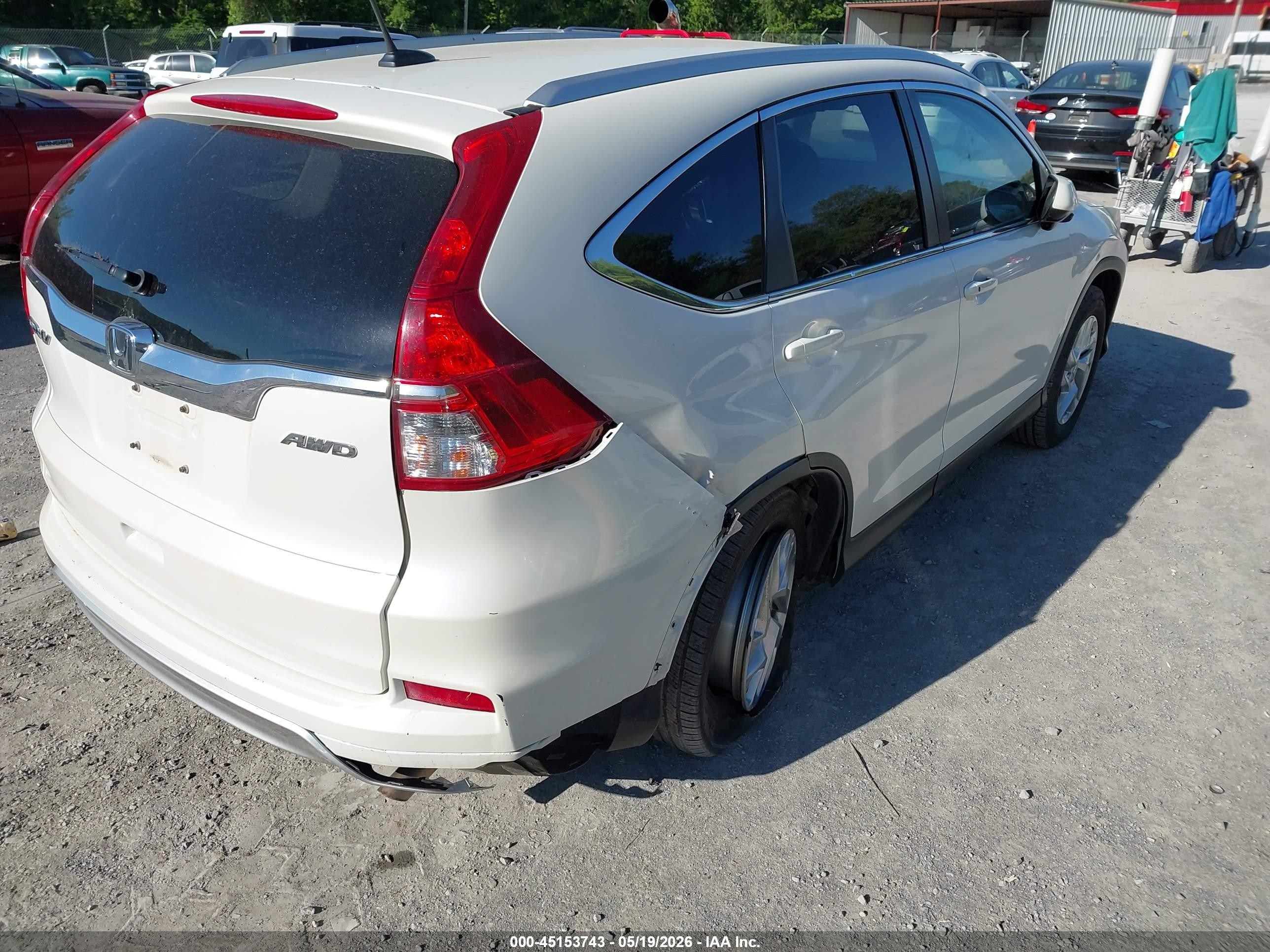 2015 Honda Cr-v Ex-l White vin: 5J6RM4H79FL112060
