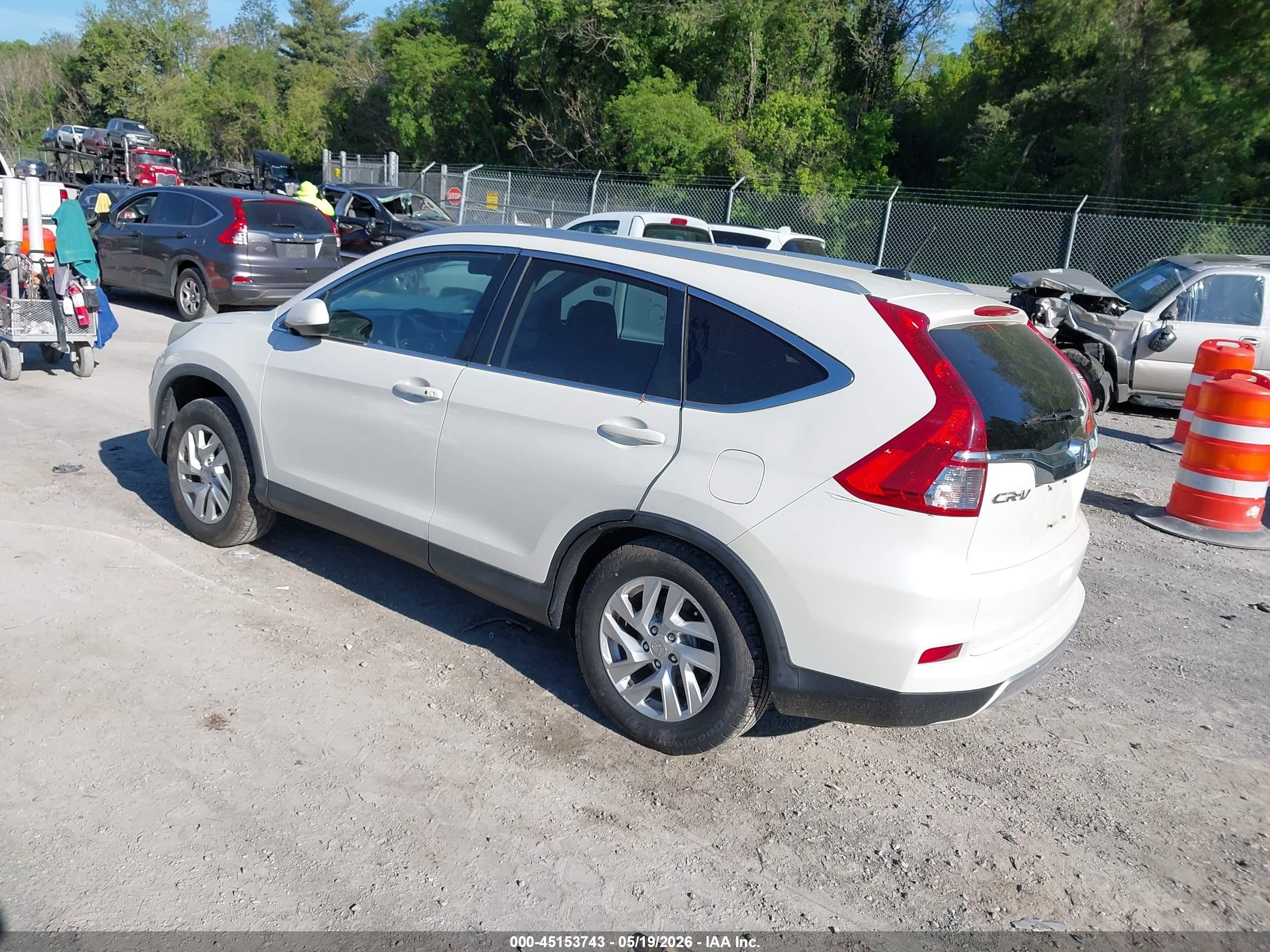 2015 Honda Cr-v Ex-l White vin: 5J6RM4H79FL112060