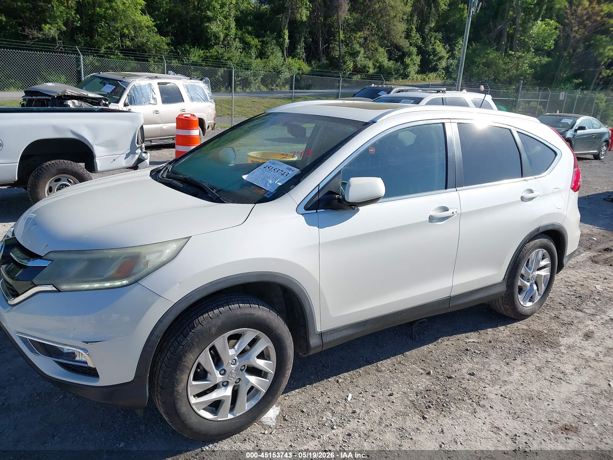 2015 Honda Cr-v Ex-l White vin: 5J6RM4H79FL112060
