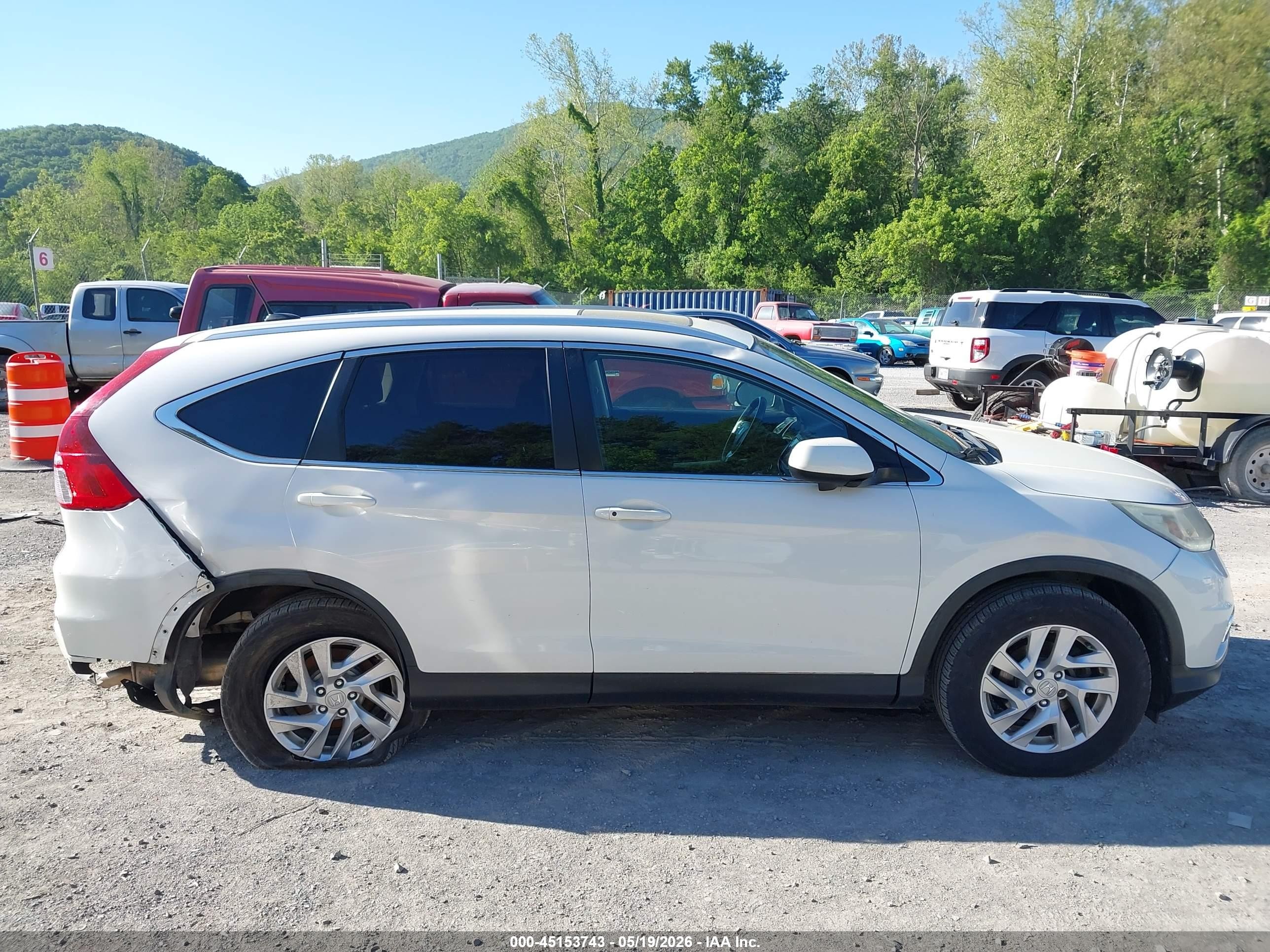 2015 Honda Cr-v Ex-l White vin: 5J6RM4H79FL112060