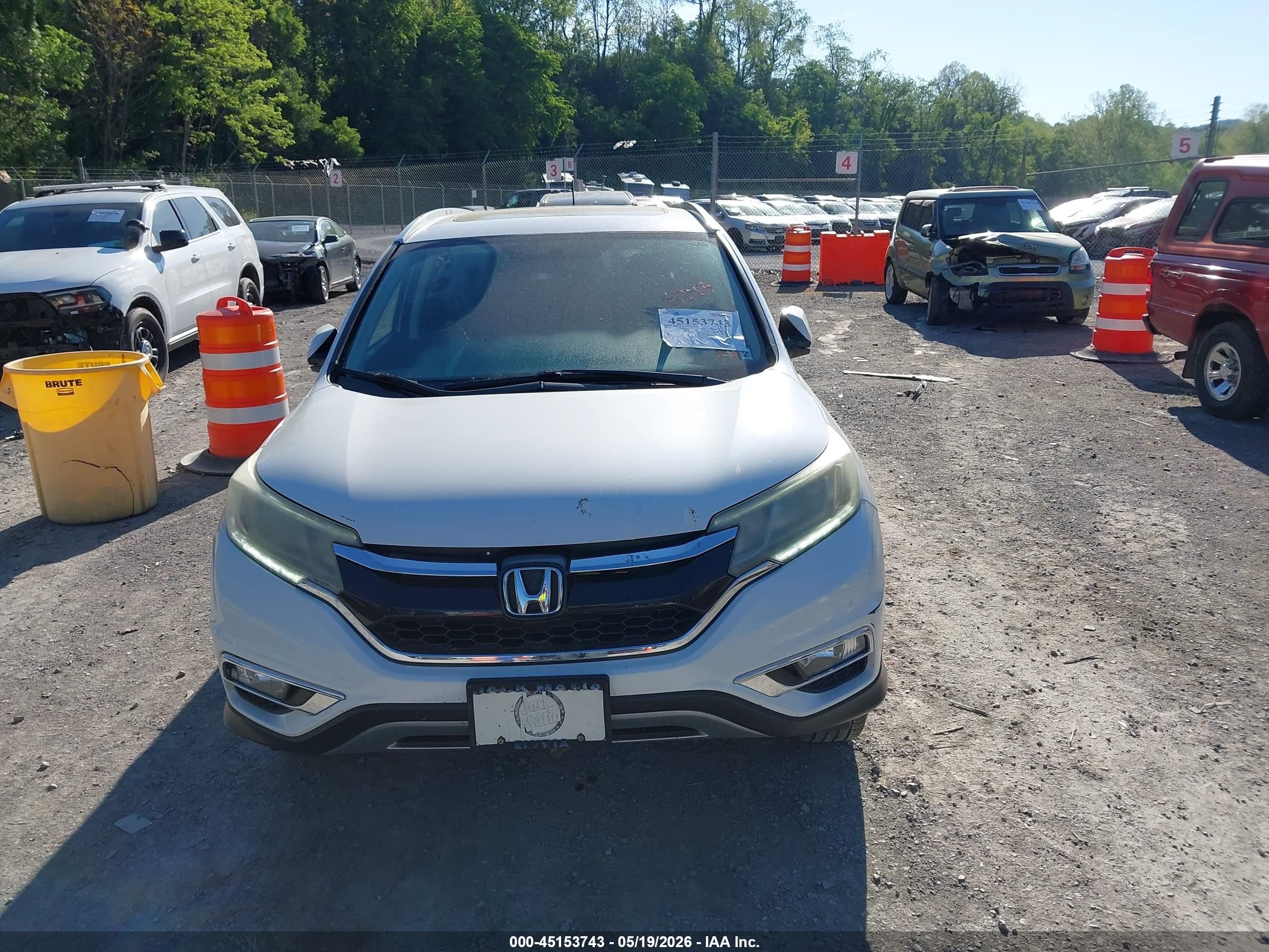 2015 Honda Cr-v Ex-l White vin: 5J6RM4H79FL112060