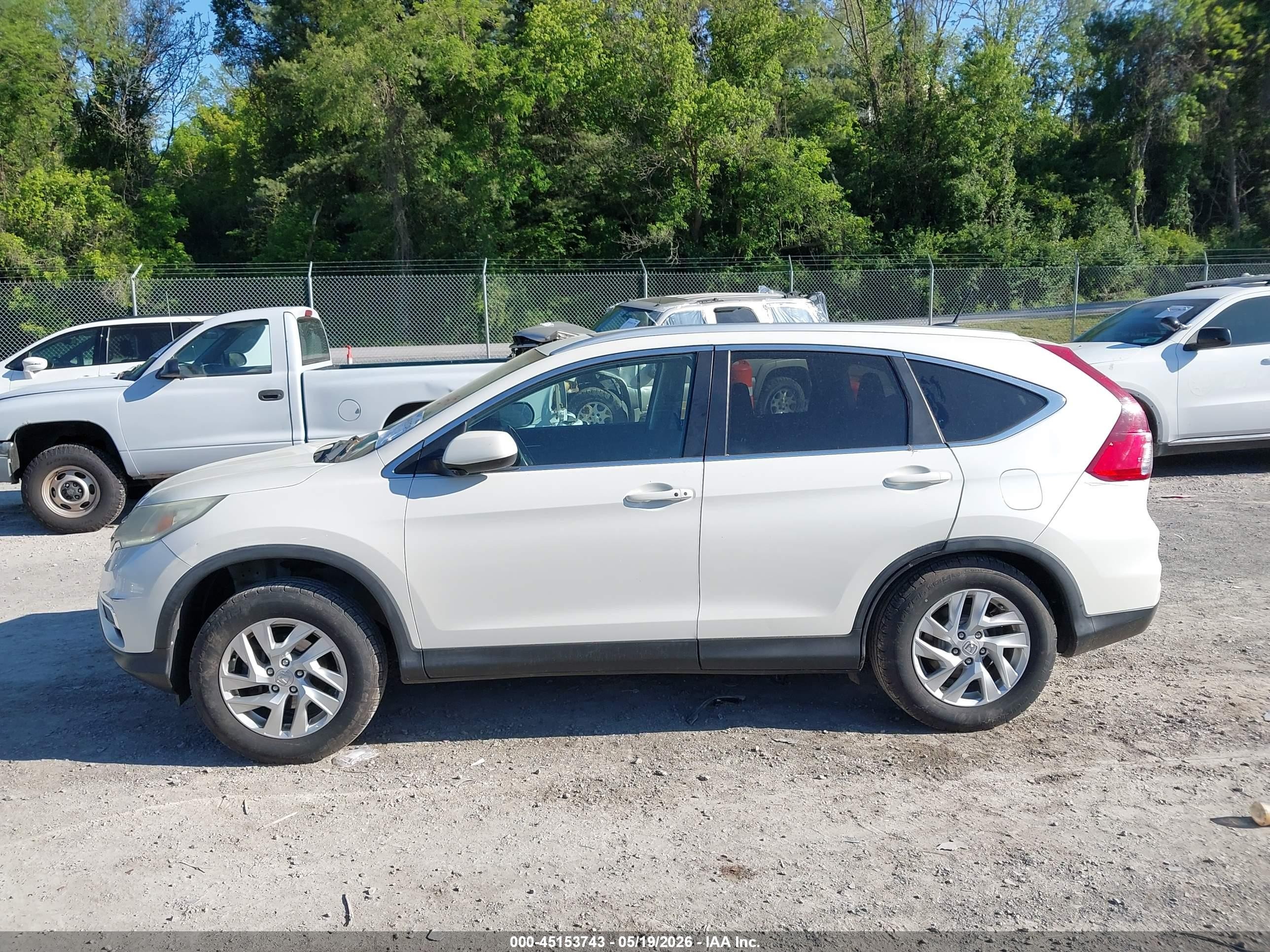 2015 Honda Cr-v Ex-l White vin: 5J6RM4H79FL112060