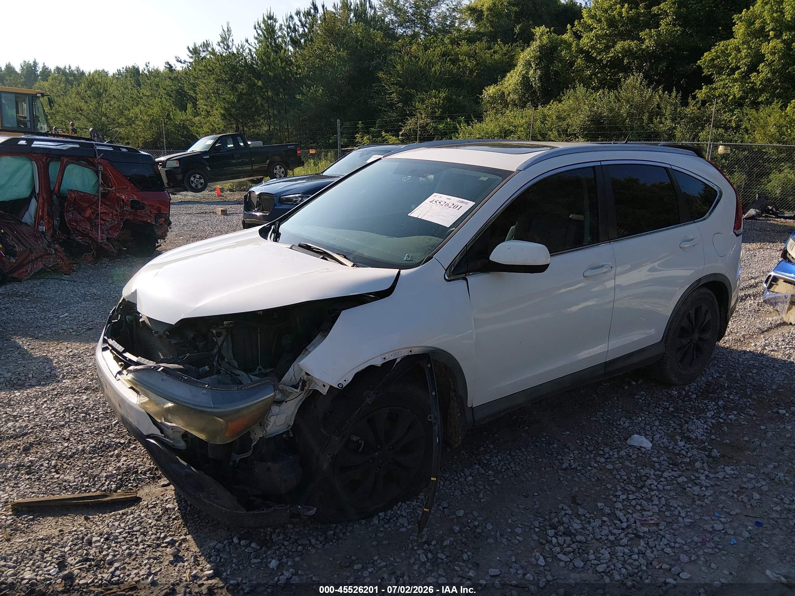 2012 Honda Cr-v Ex-l White vin: 5J6RM4H7XCL012030