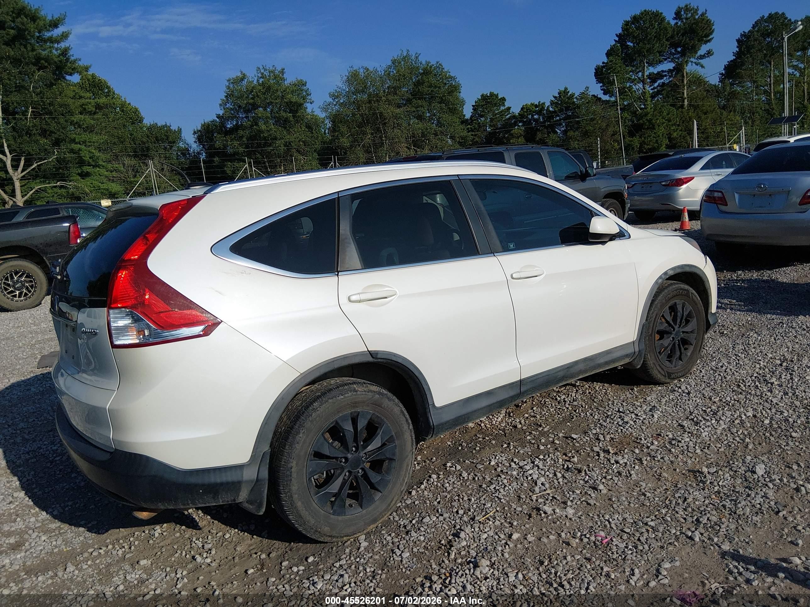 2012 Honda Cr-v Ex-l White vin: 5J6RM4H7XCL012030