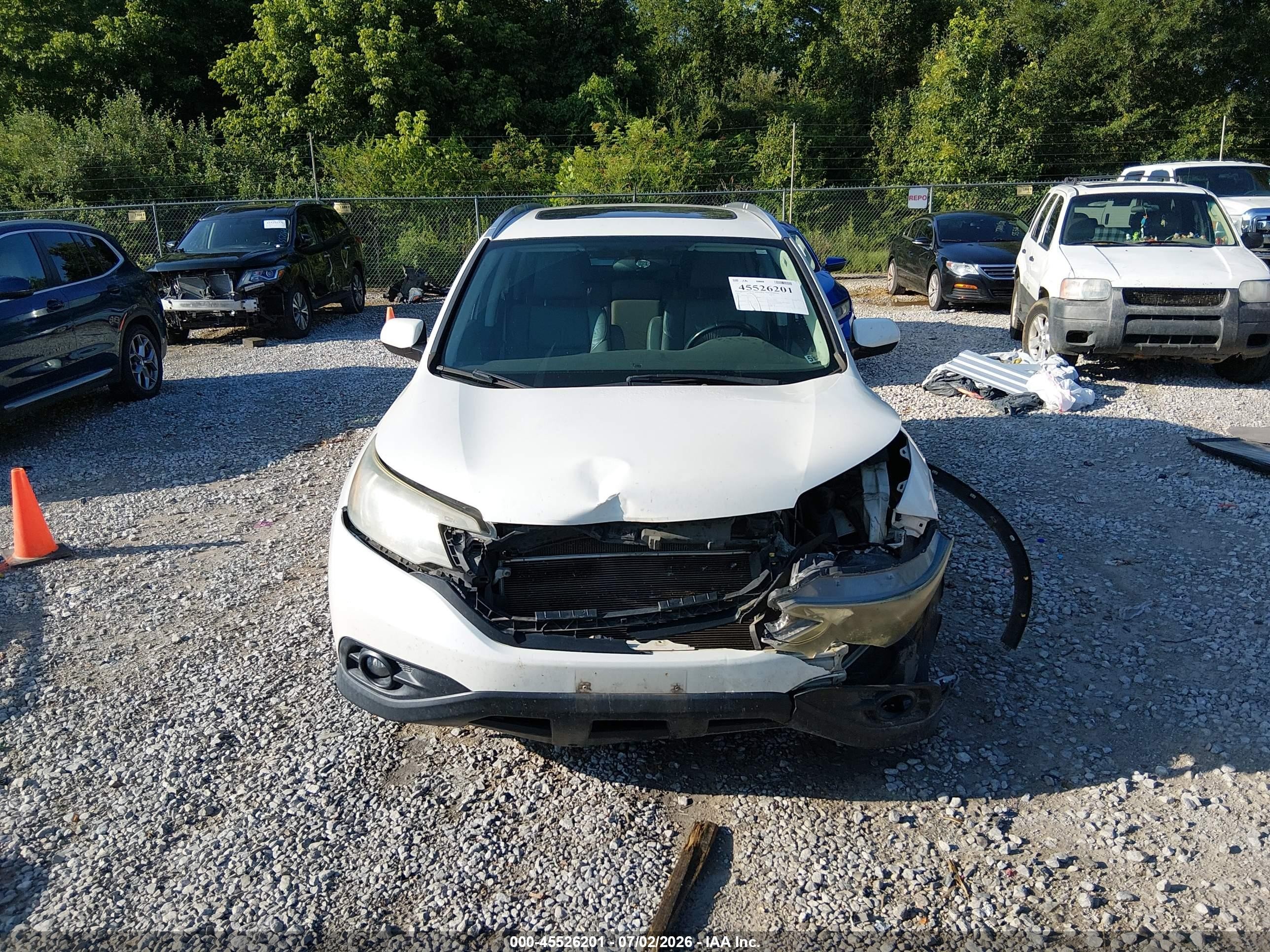 2012 Honda Cr-v Ex-l White vin: 5J6RM4H7XCL012030