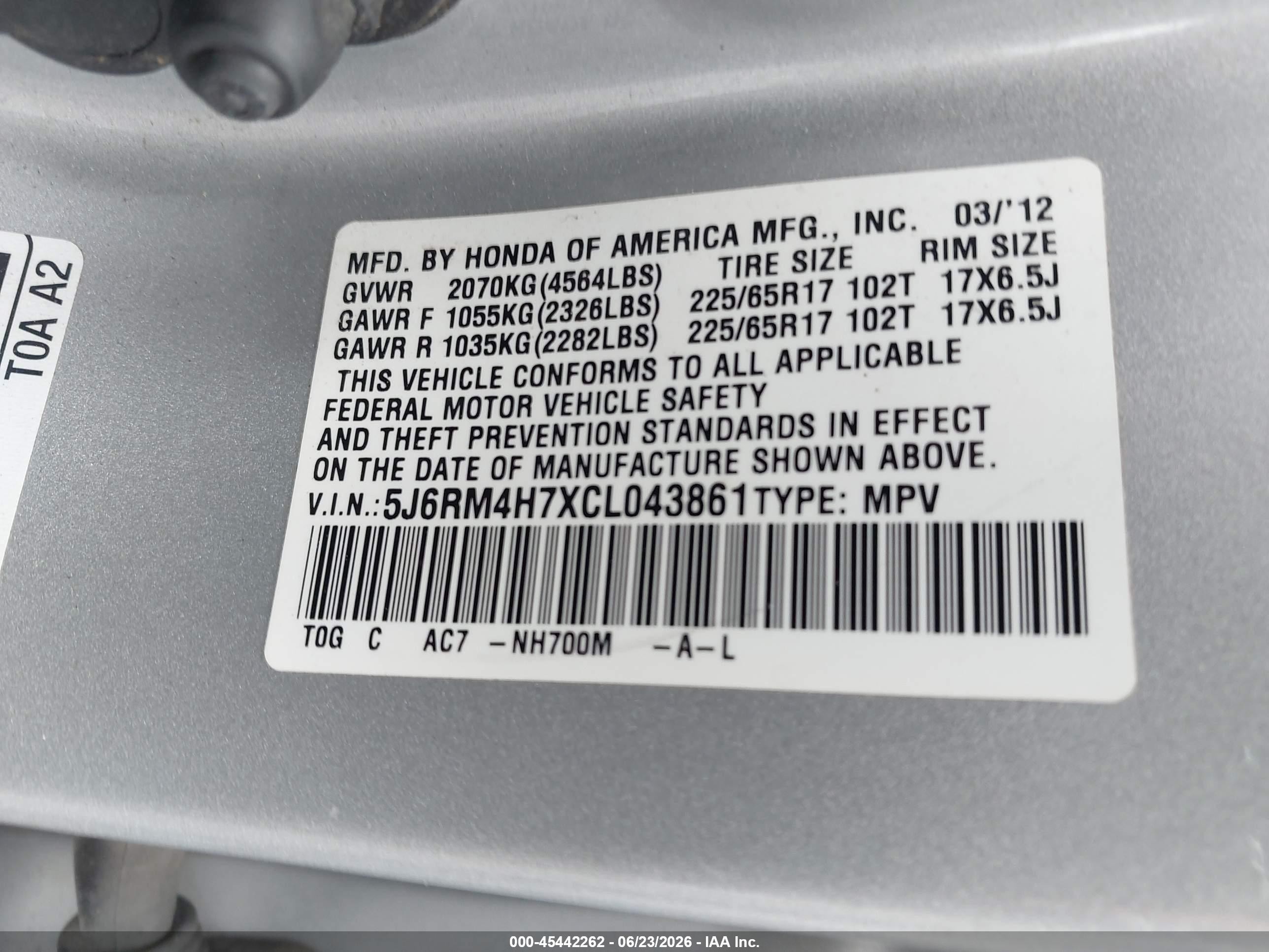 2012 Honda Cr-v Ex-l Silver vin: 5J6RM4H7XCL043861