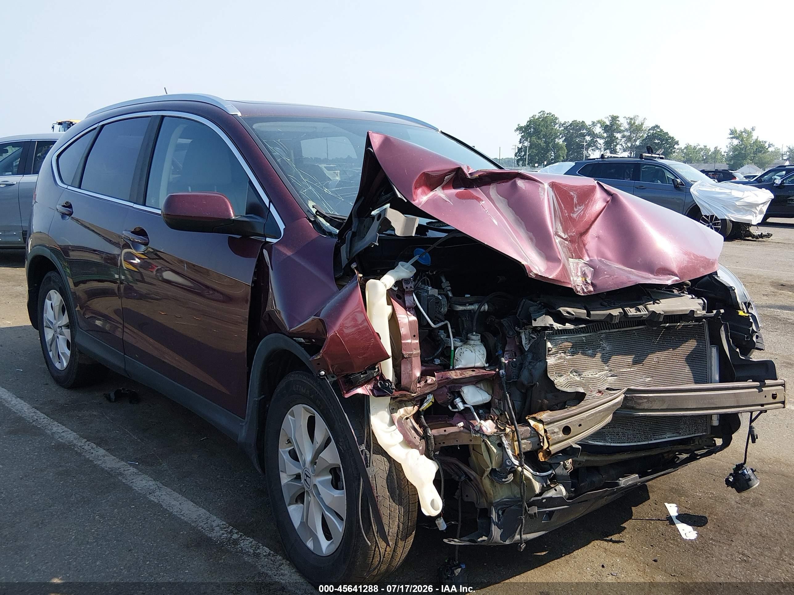2012 Honda Cr-v Ex-l Burgundy vin: 5J6RM4H7XCL067318