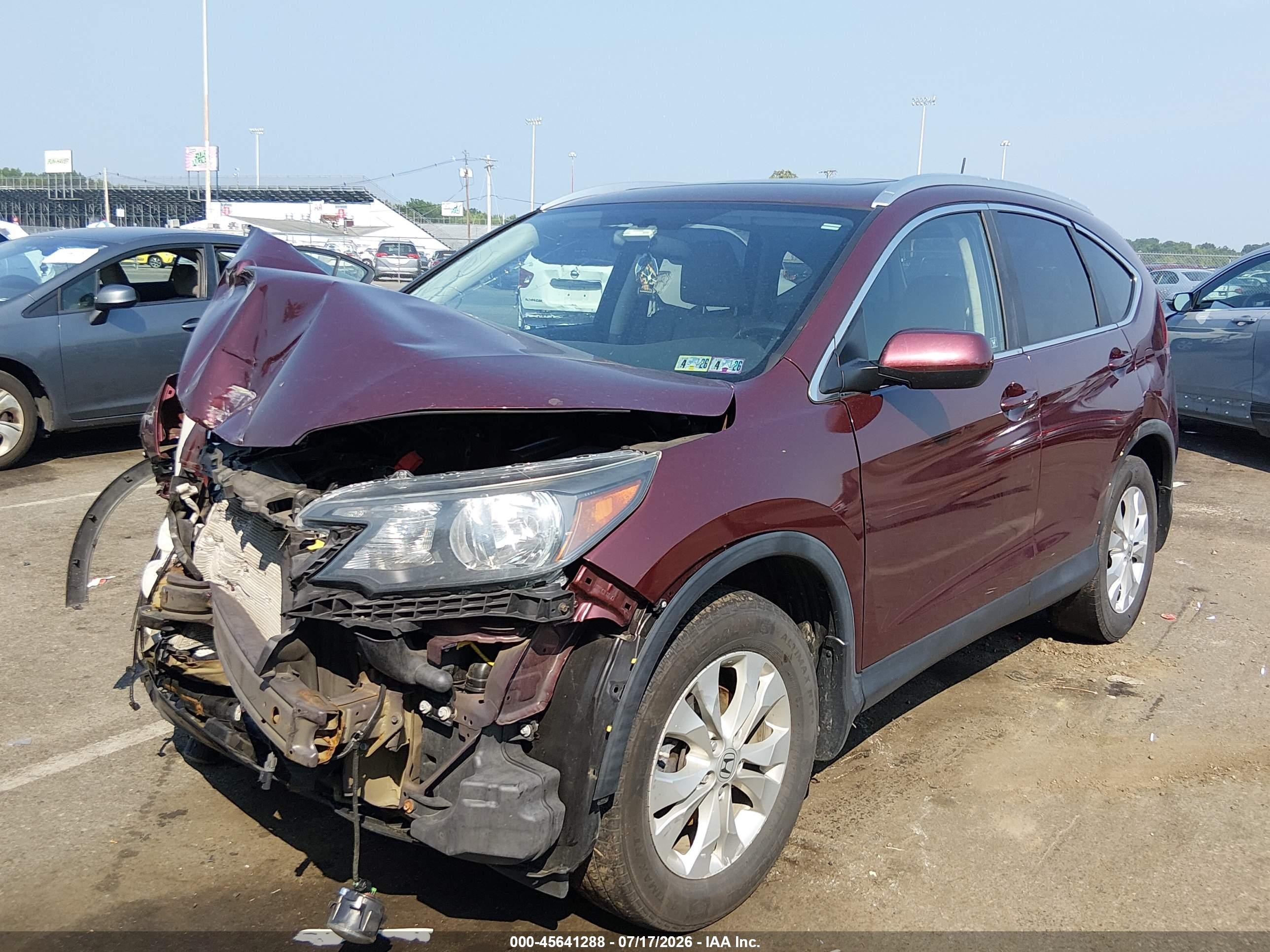 2012 Honda Cr-v Ex-l Burgundy vin: 5J6RM4H7XCL067318