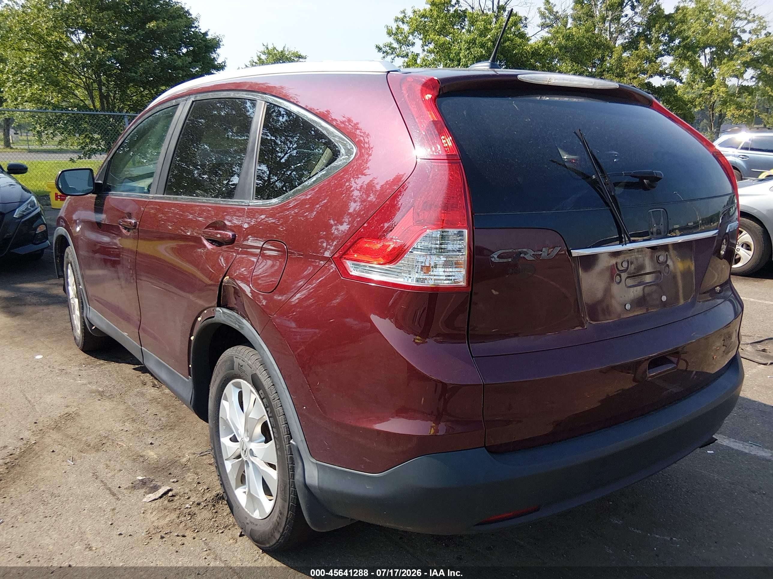2012 Honda Cr-v Ex-l Burgundy vin: 5J6RM4H7XCL067318