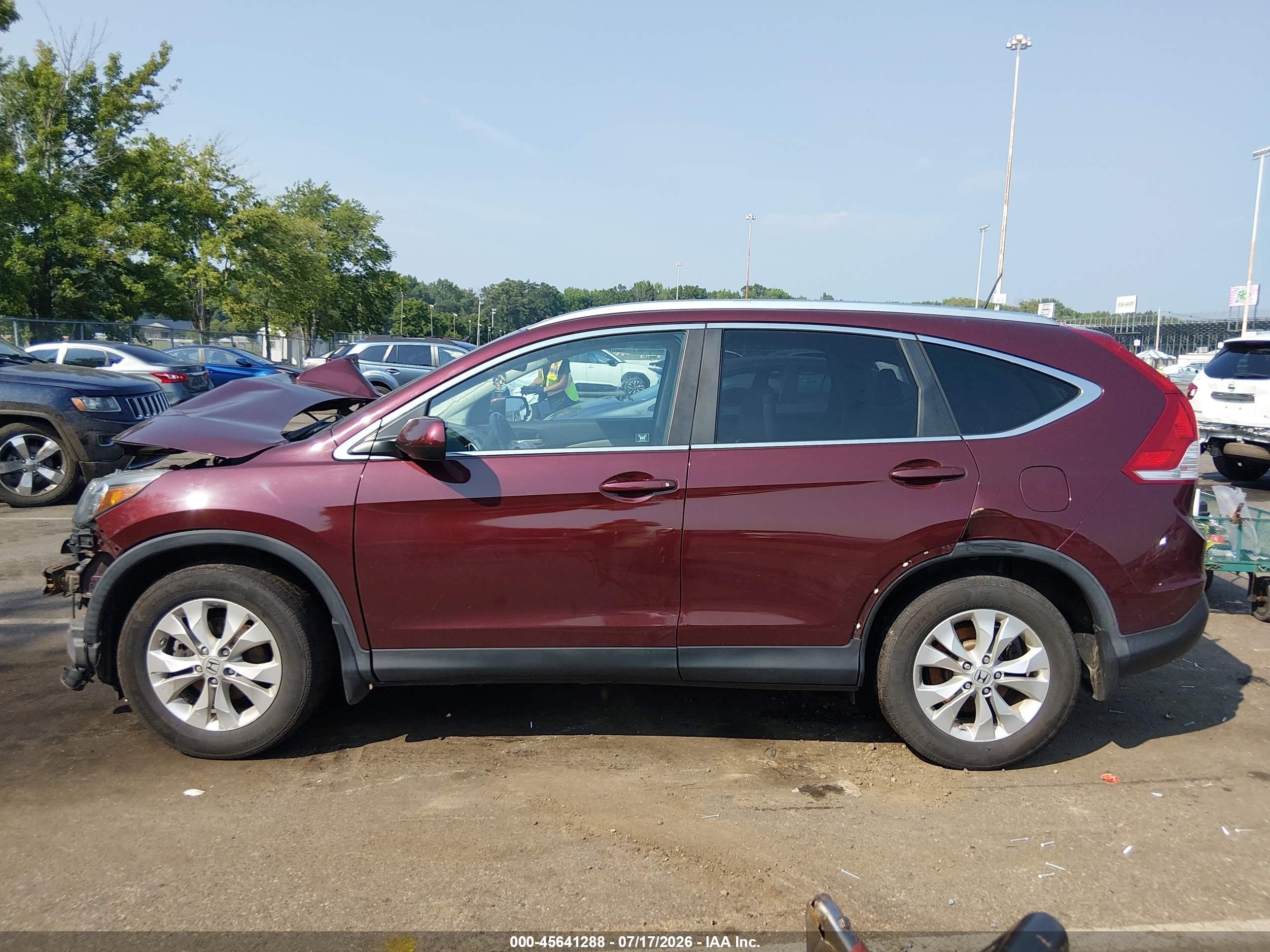 2012 Honda Cr-v Ex-l Burgundy vin: 5J6RM4H7XCL067318