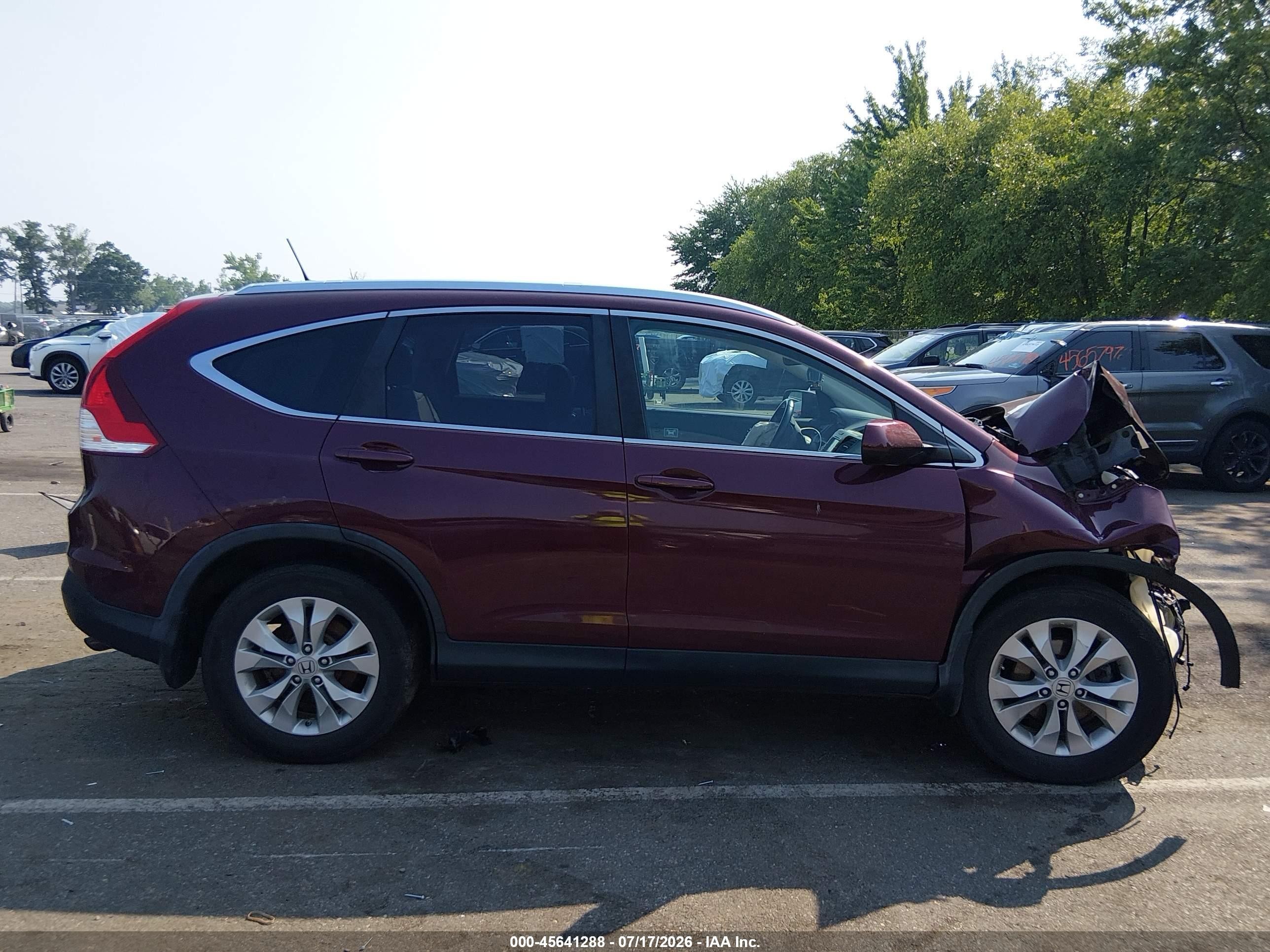 2012 Honda Cr-v Ex-l Burgundy vin: 5J6RM4H7XCL067318