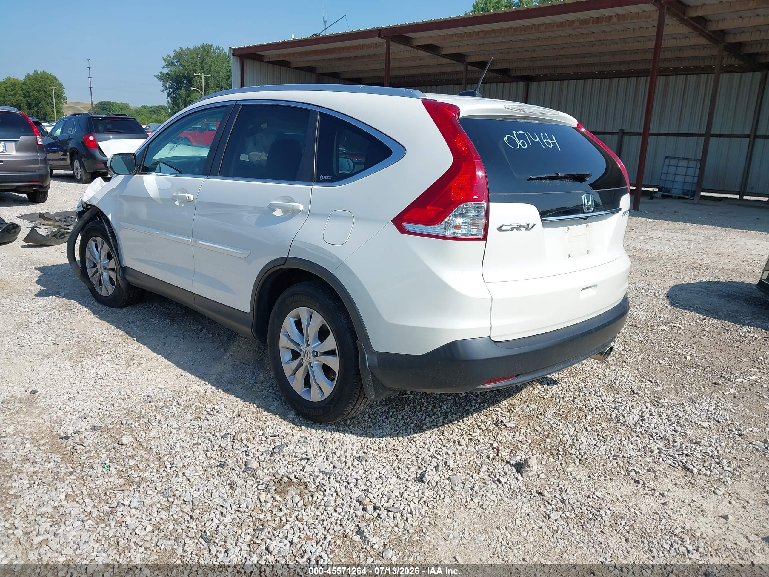2012 Honda Cr-v Ex-l White vin: 5J6RM4H7XCL067464