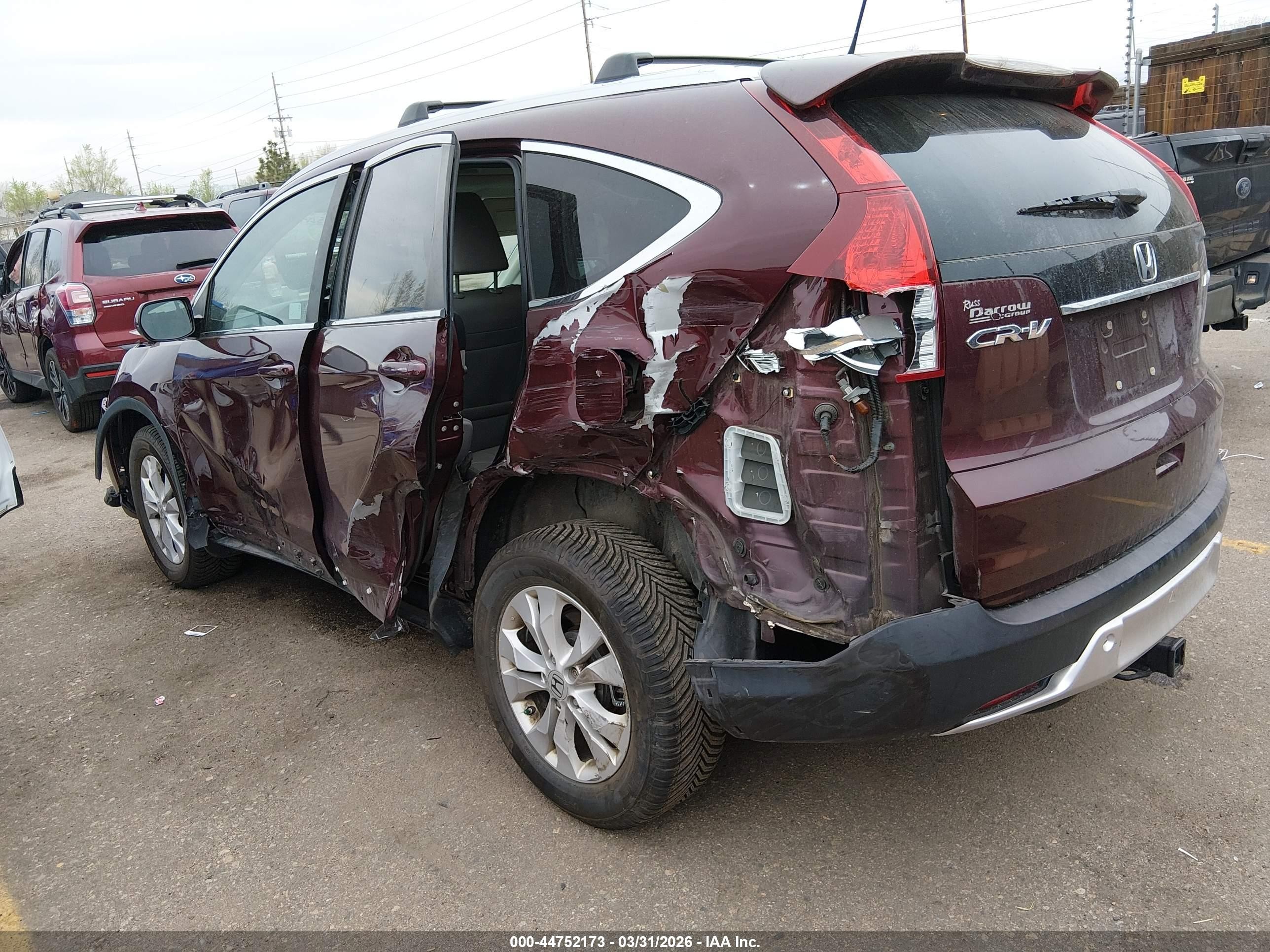 2013 Honda Cr-v Ex-l Burgundy vin: 5J6RM4H7XDL039780