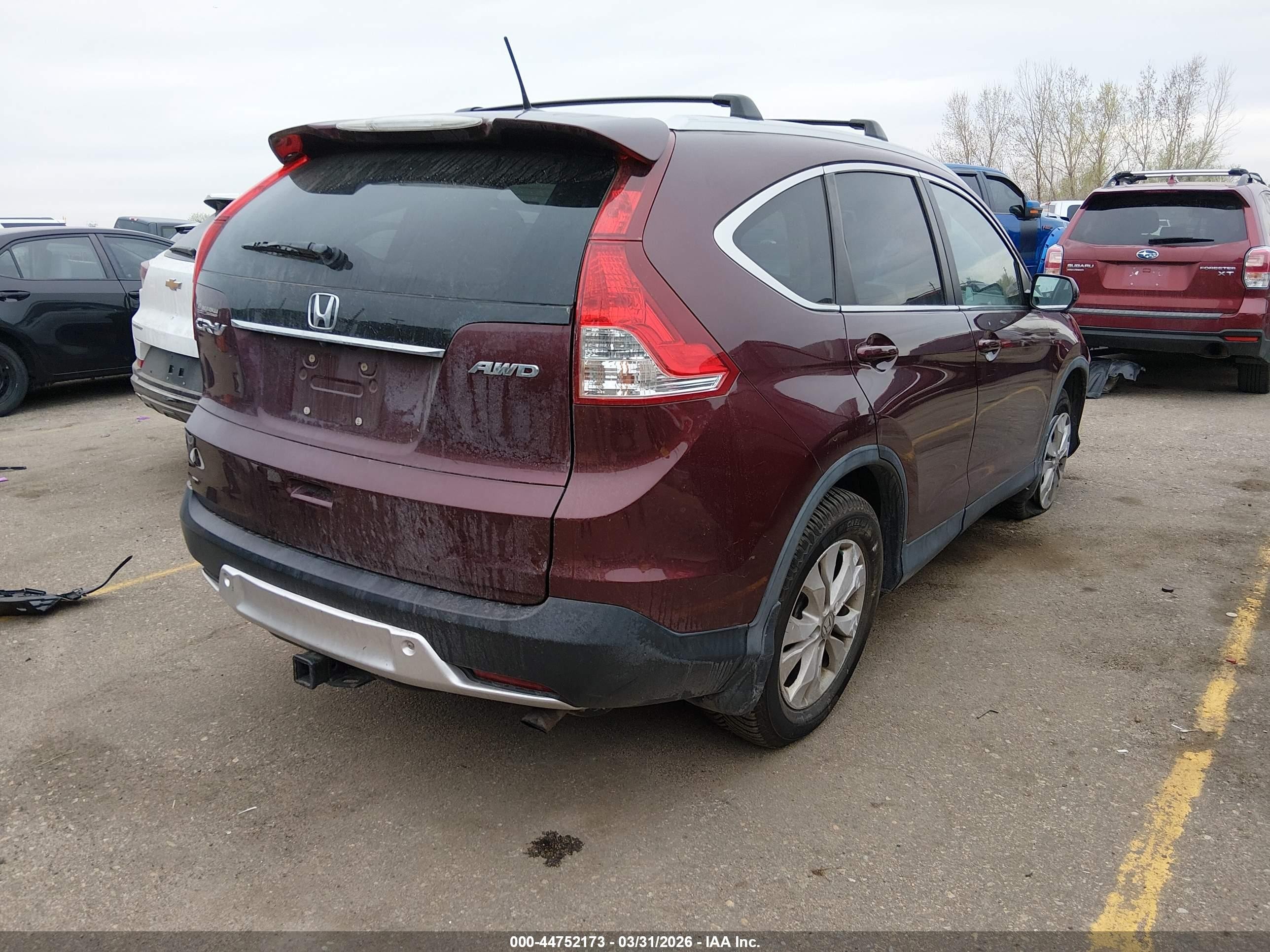 2013 Honda Cr-v Ex-l Burgundy vin: 5J6RM4H7XDL039780