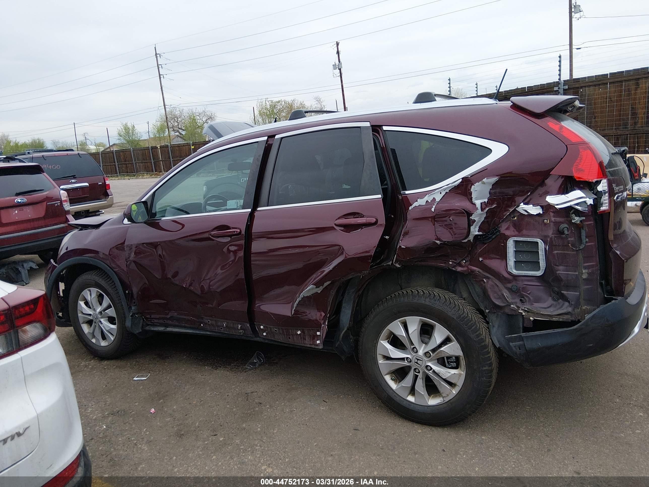 2013 Honda Cr-v Ex-l Burgundy vin: 5J6RM4H7XDL039780