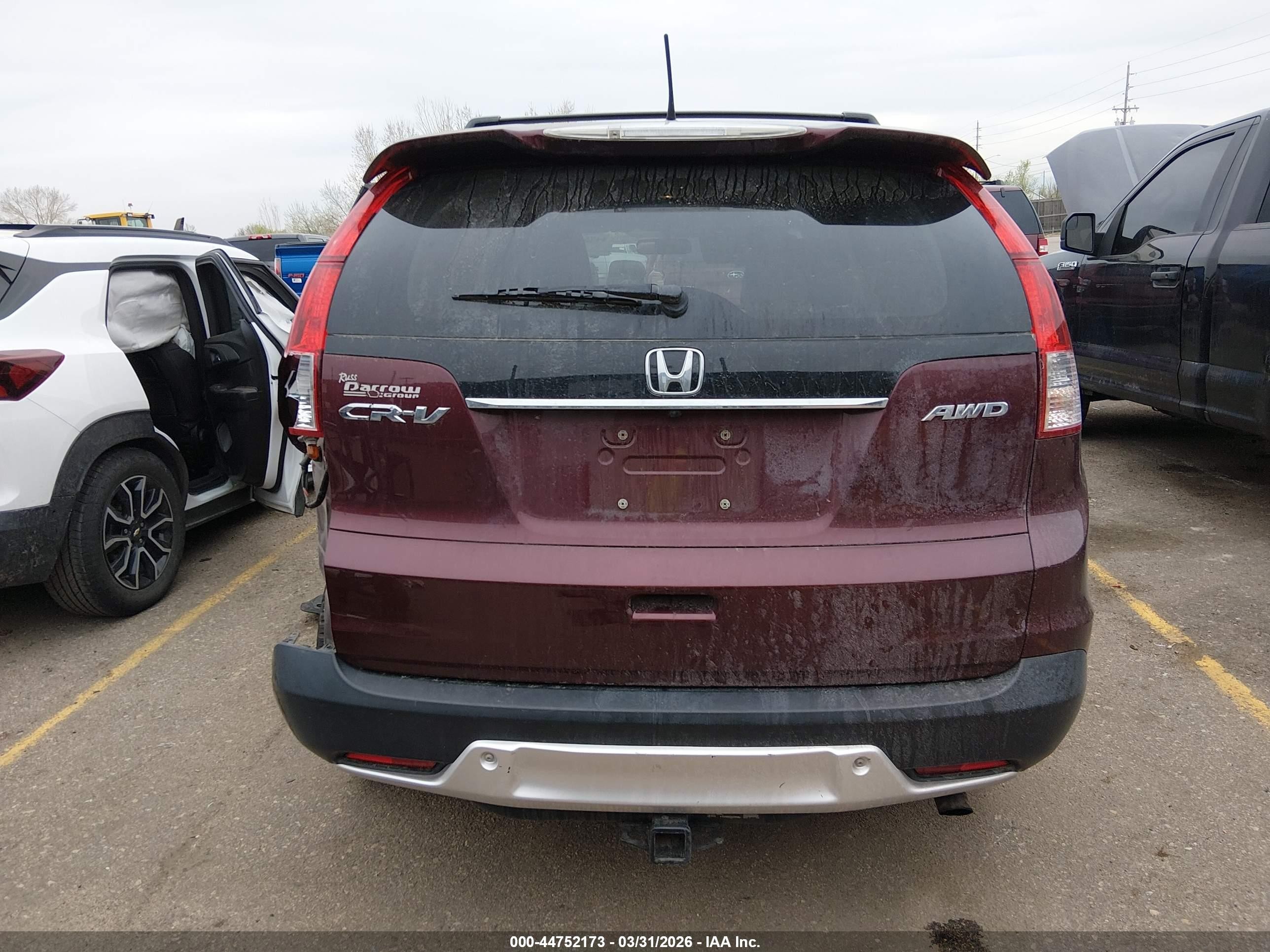 2013 Honda Cr-v Ex-l Burgundy vin: 5J6RM4H7XDL039780