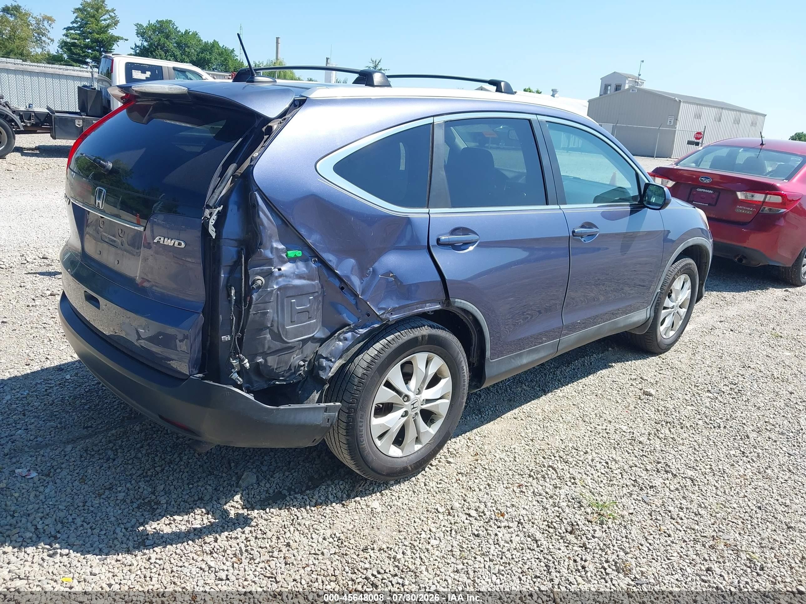 2013 Honda Cr-v Ex-l Blue vin: 5J6RM4H7XDL063609