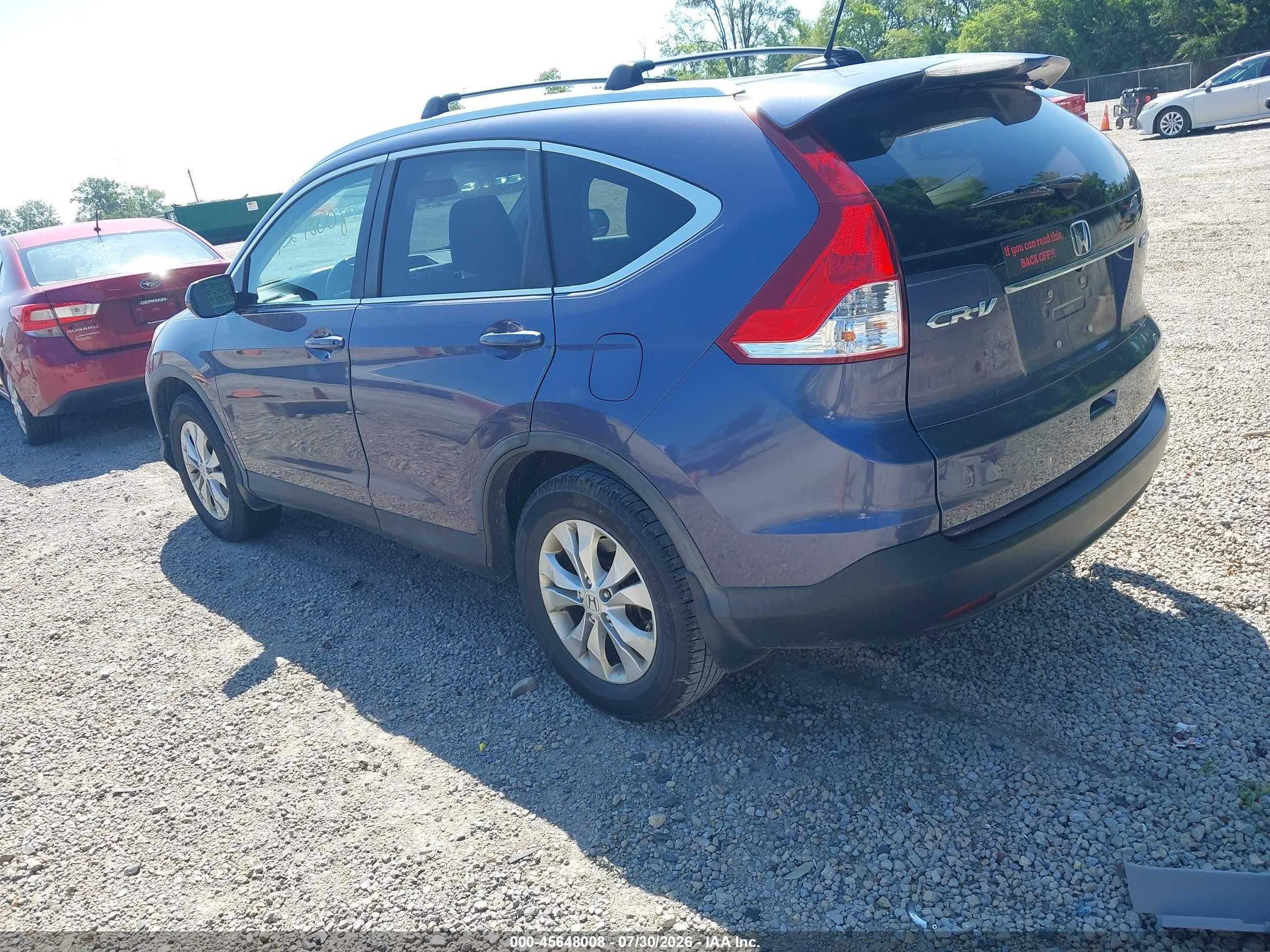 2013 Honda Cr-v Ex-l Blue vin: 5J6RM4H7XDL063609