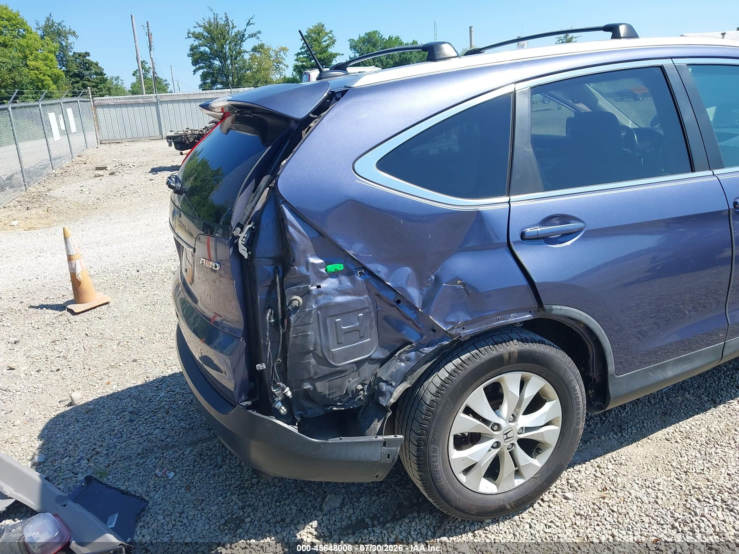 2013 Honda Cr-v Ex-l Blue vin: 5J6RM4H7XDL063609