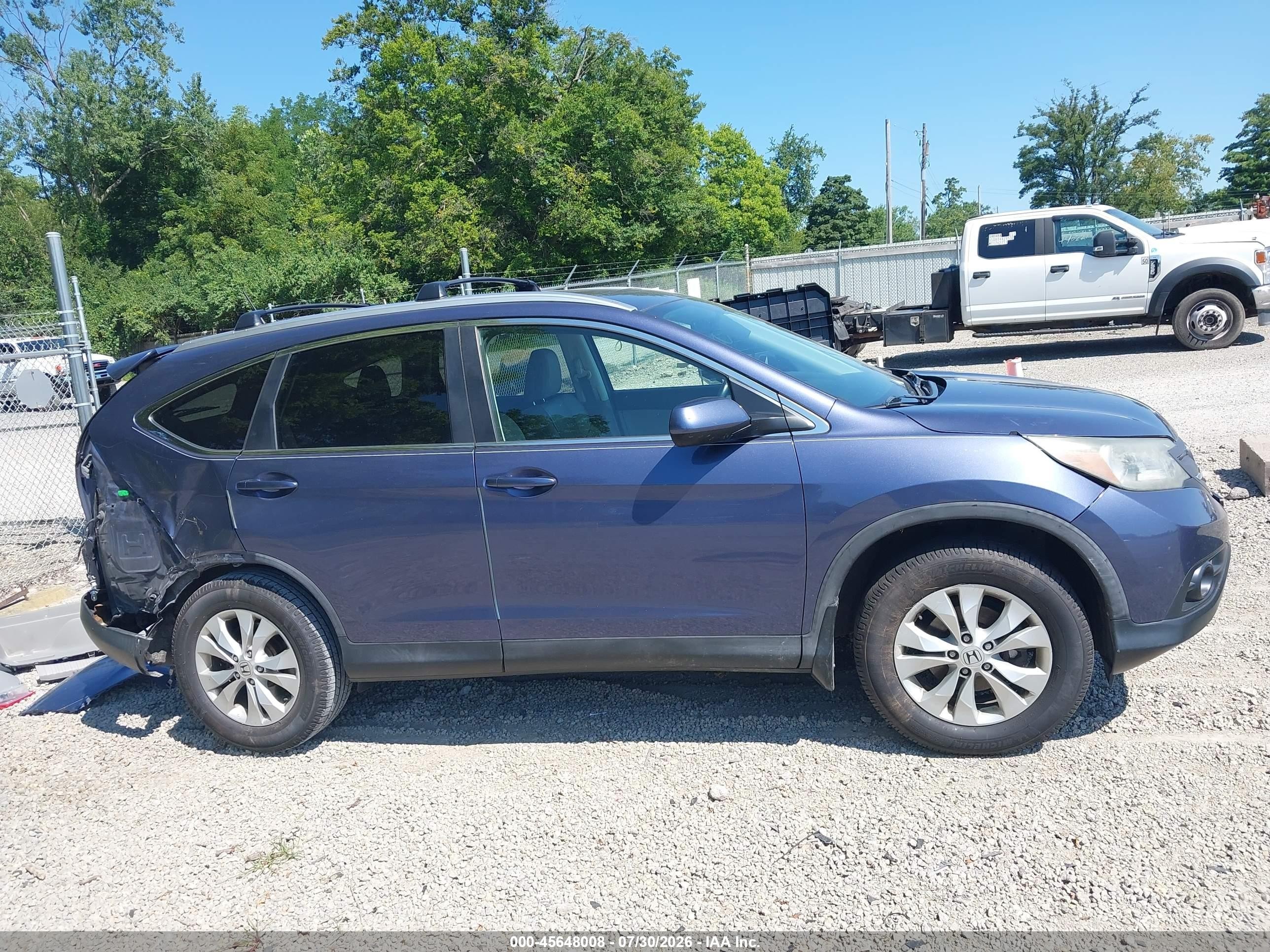2013 Honda Cr-v Ex-l Blue vin: 5J6RM4H7XDL063609