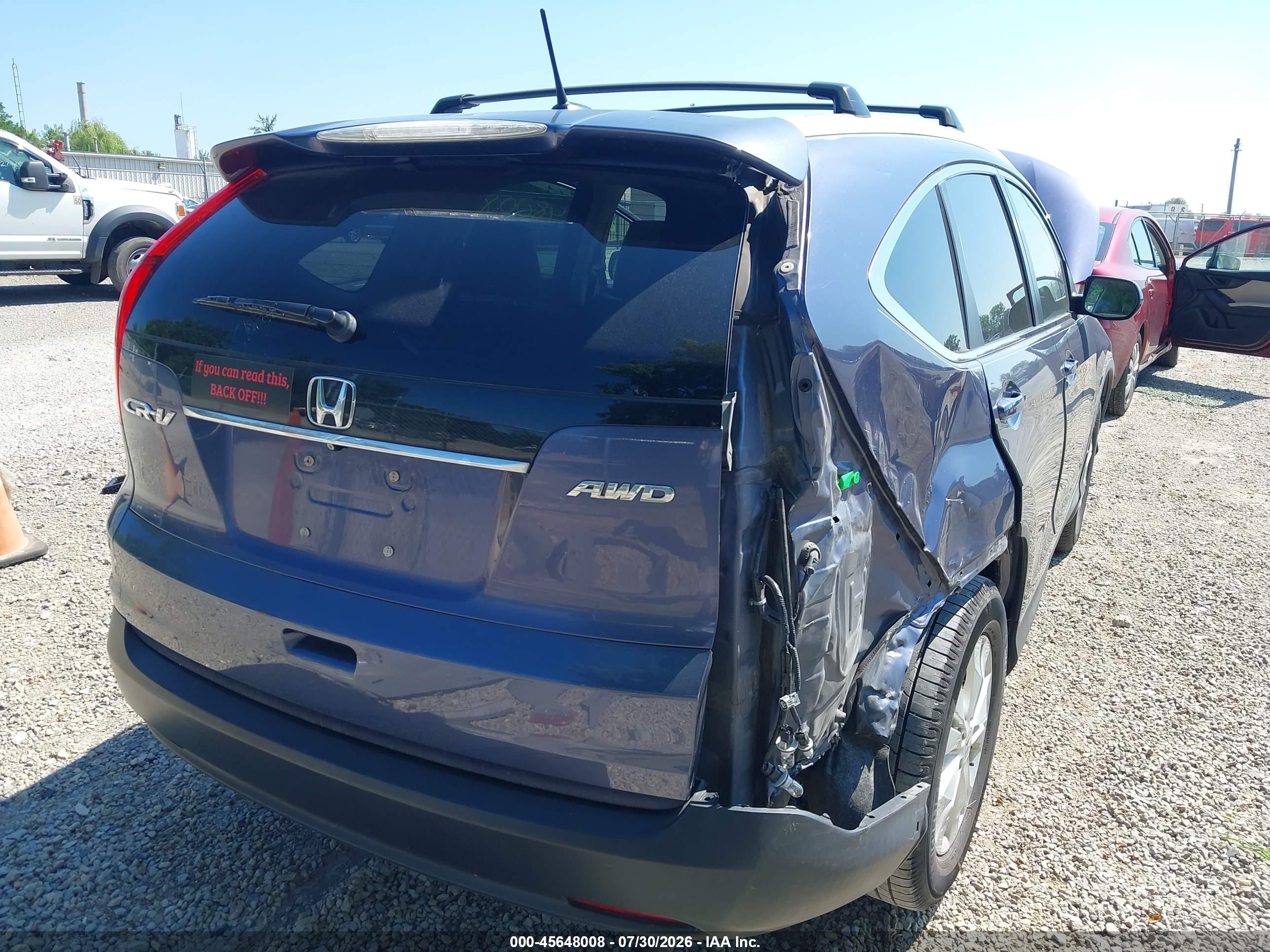 2013 Honda Cr-v Ex-l Blue vin: 5J6RM4H7XDL063609